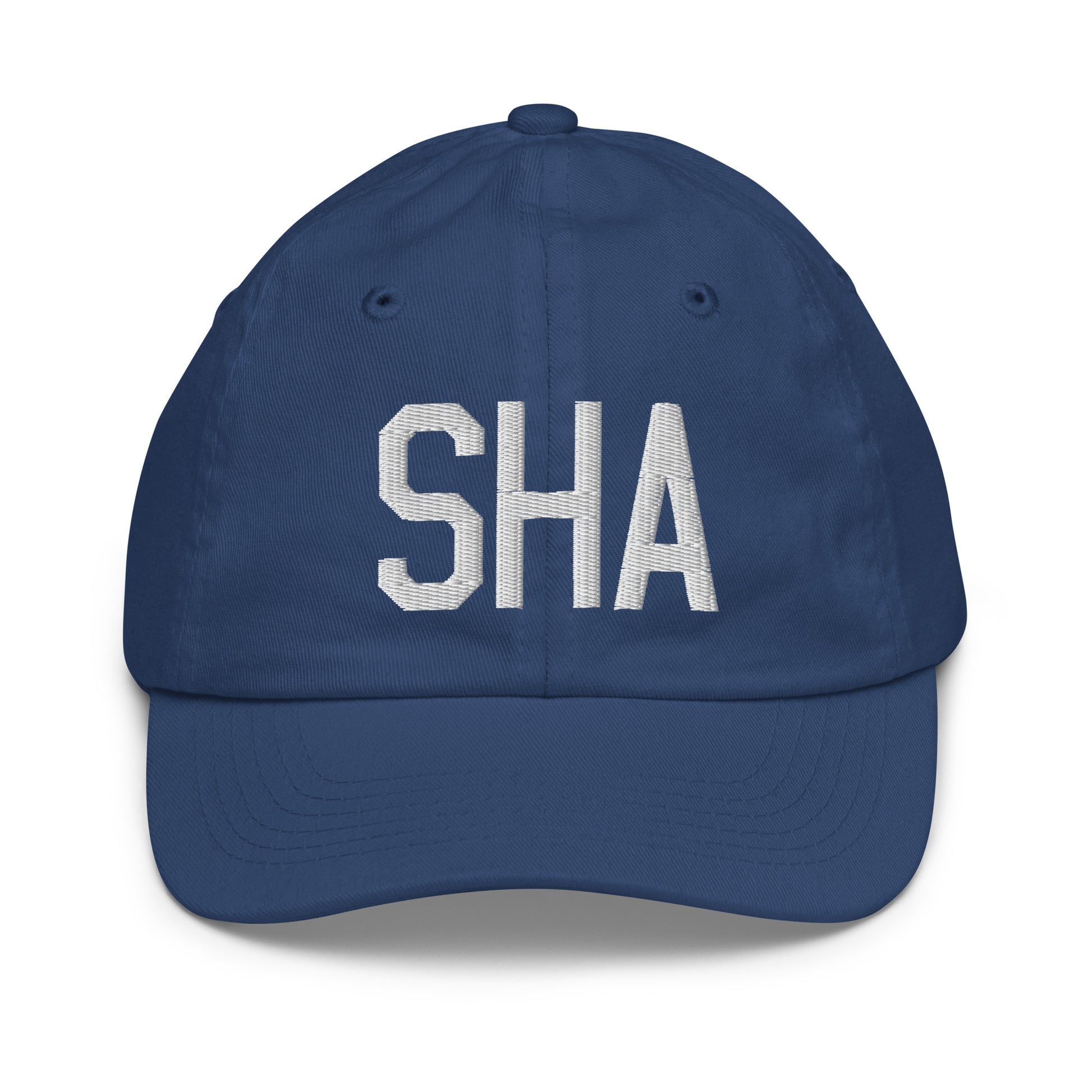 Airport Code Kid's Baseball Cap - White • SHA Shanghai • YHM Designs - Image 20