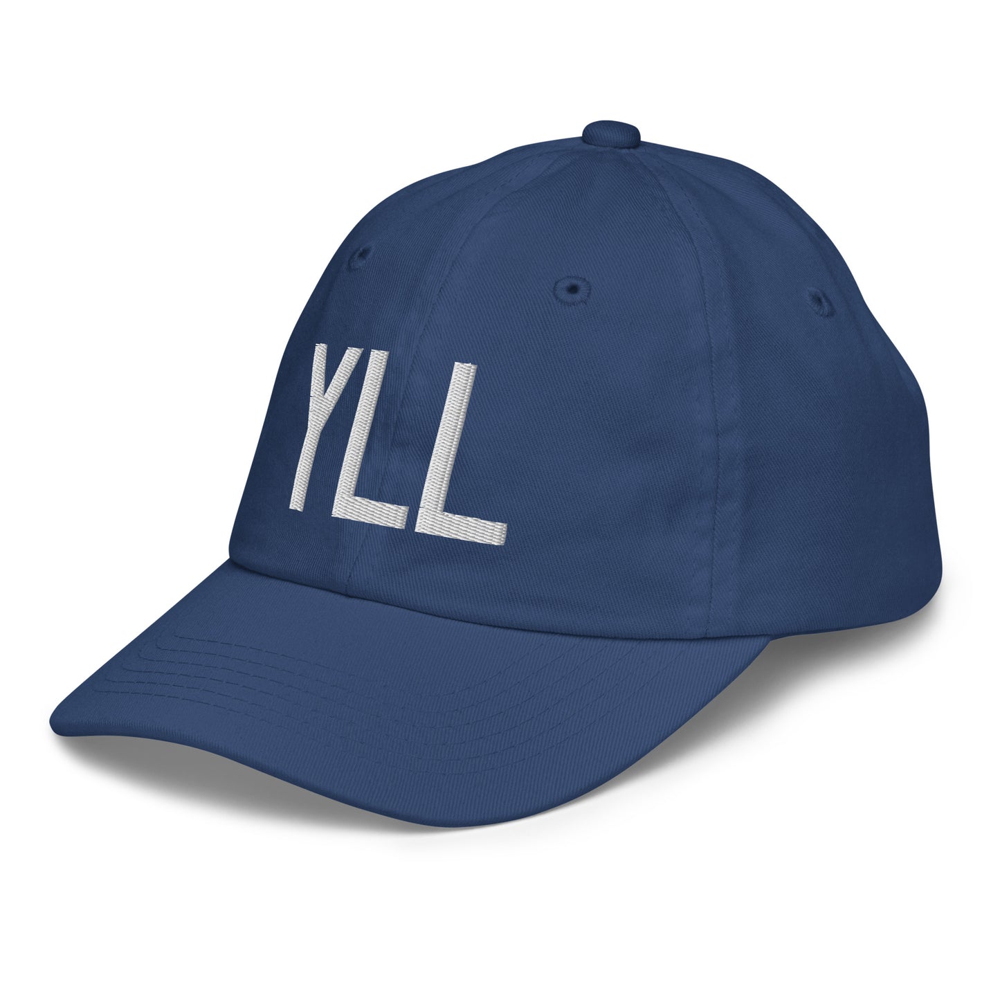 Airport Code Kid's Baseball Cap - White • YLL Lloydminster • YHM Designs - Image 01