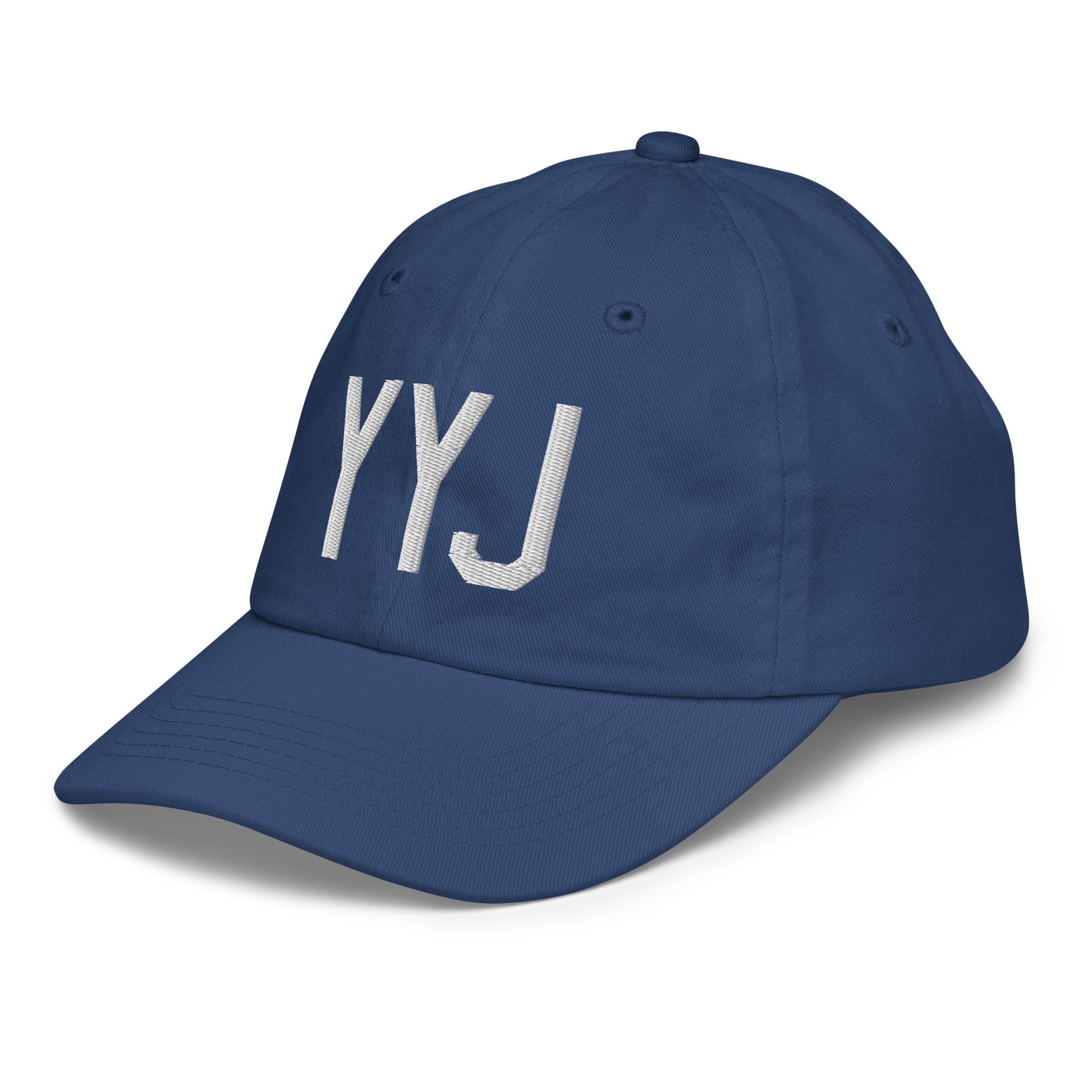 Airport Code Kid's Baseball Cap - White • YYJ Victoria • YHM Designs - Image 01