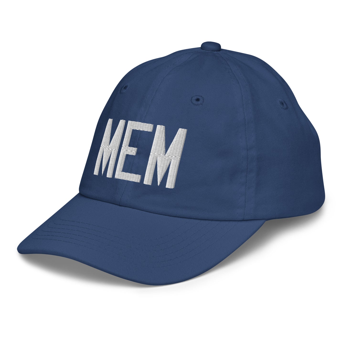 Airport Code Kid's Baseball Cap - White • MEM Memphis • YHM Designs - Image 01