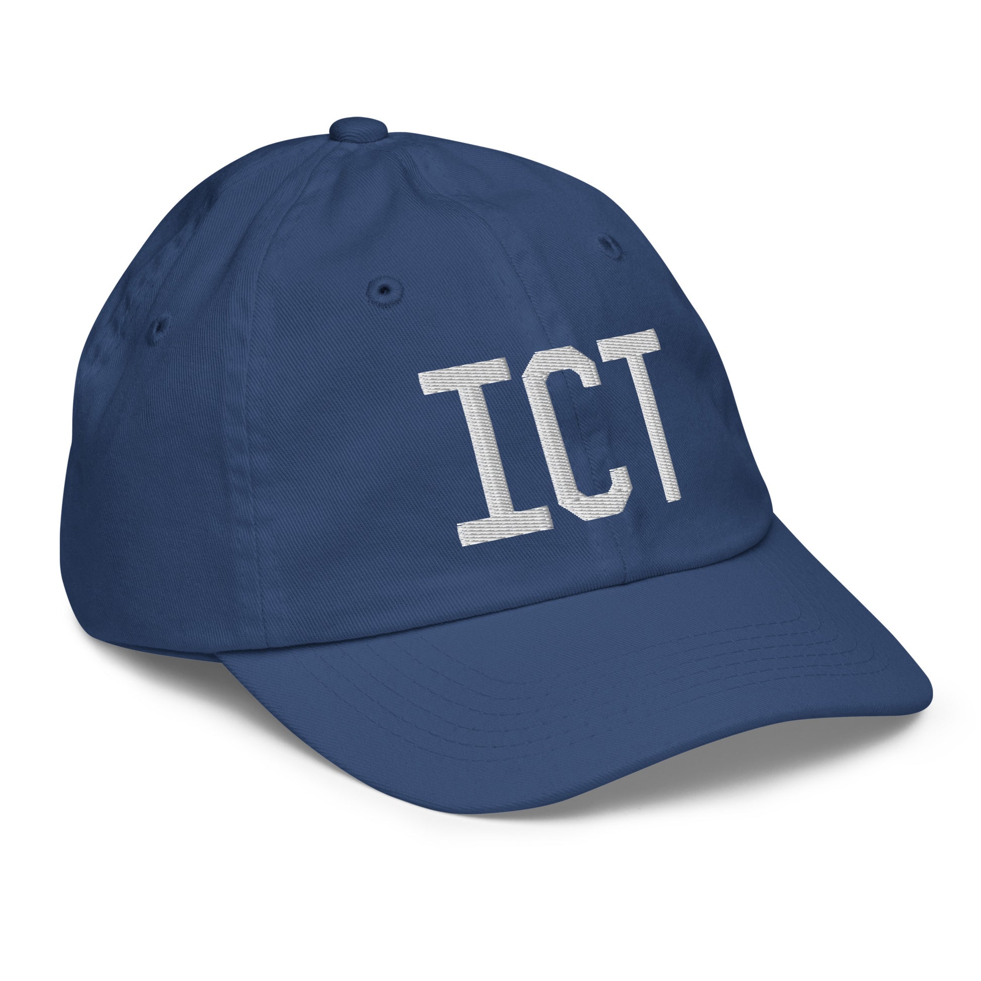 Airport Code Kid's Baseball Cap - White • ICT Wichita • YHM Designs - Image 21