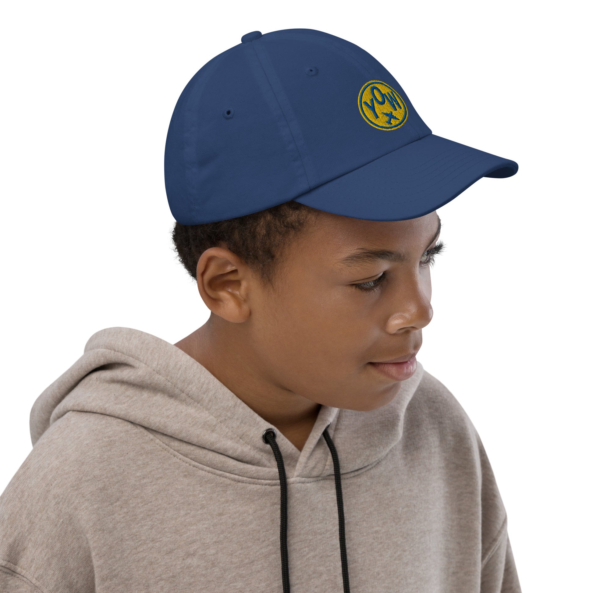 Roundel Kid's Baseball Cap - Gold • YOW Ottawa • YHM Designs - Image 06