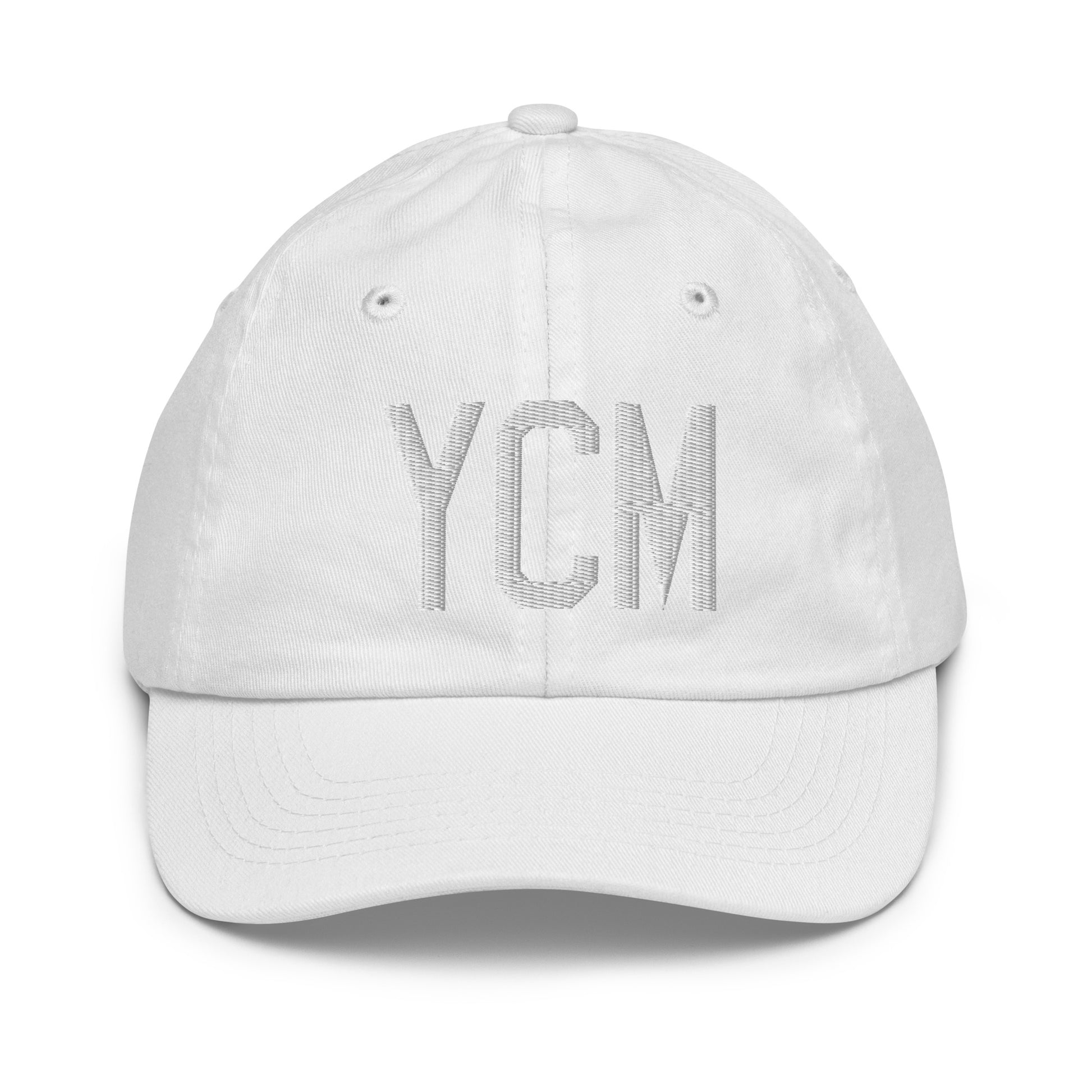 Airport Code Kid's Baseball Cap - White • YCM St. Catharines • YHM Designs - Image 34