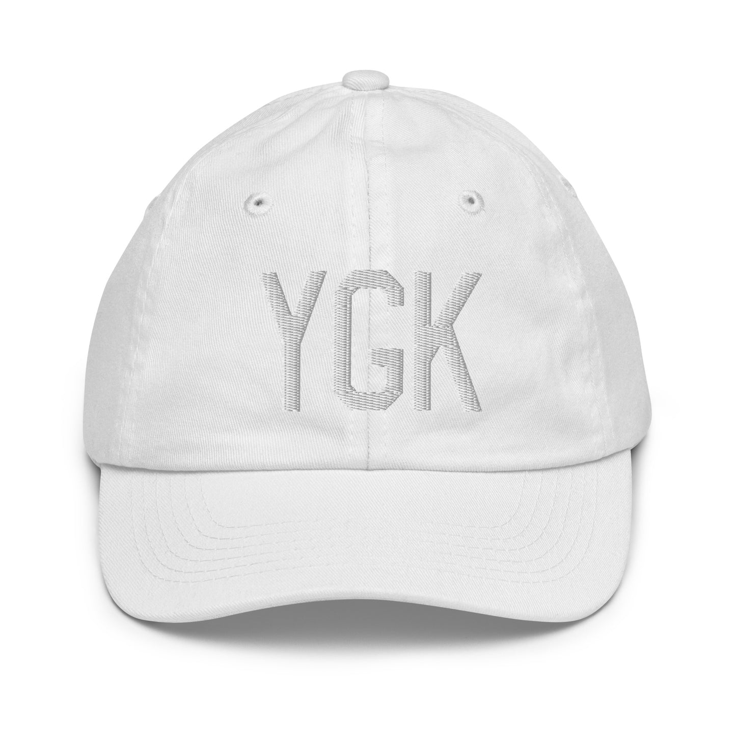 Airport Code Kid's Baseball Cap - White • YGK Kingston • YHM Designs - Image 34