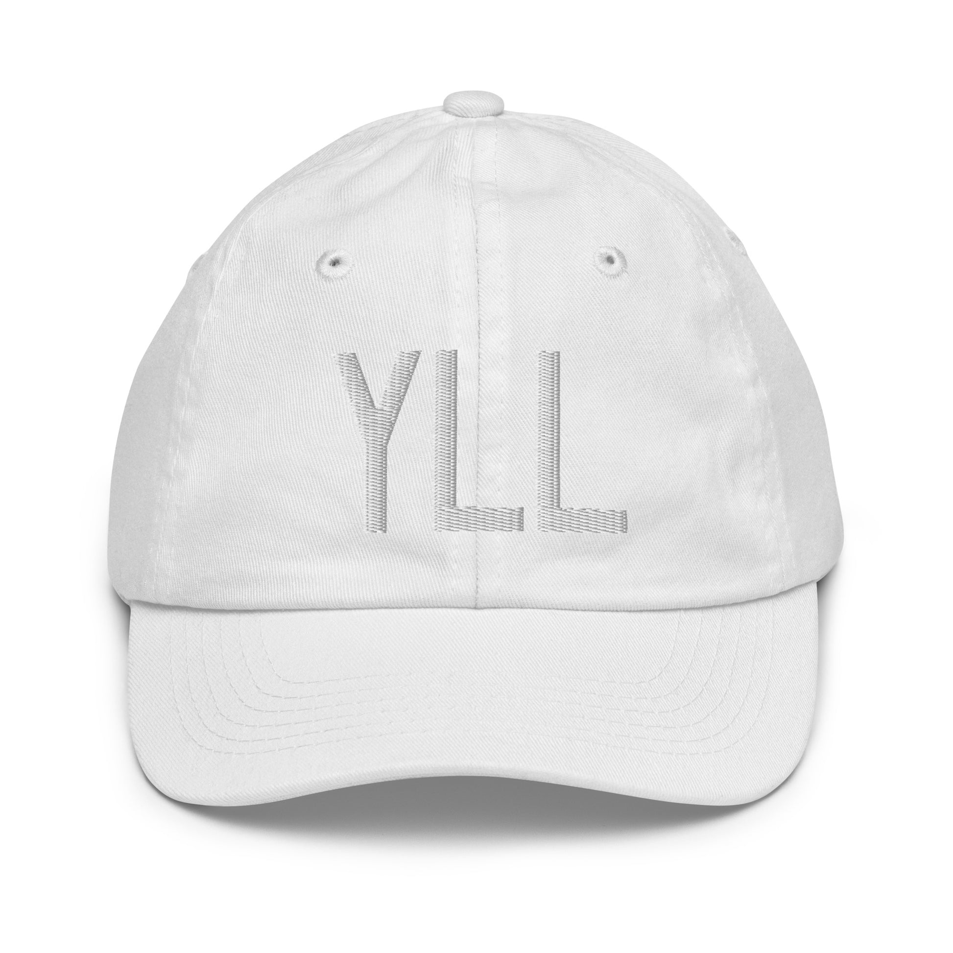 Airport Code Kid's Baseball Cap - White • YLL Lloydminster • YHM Designs - Image 34