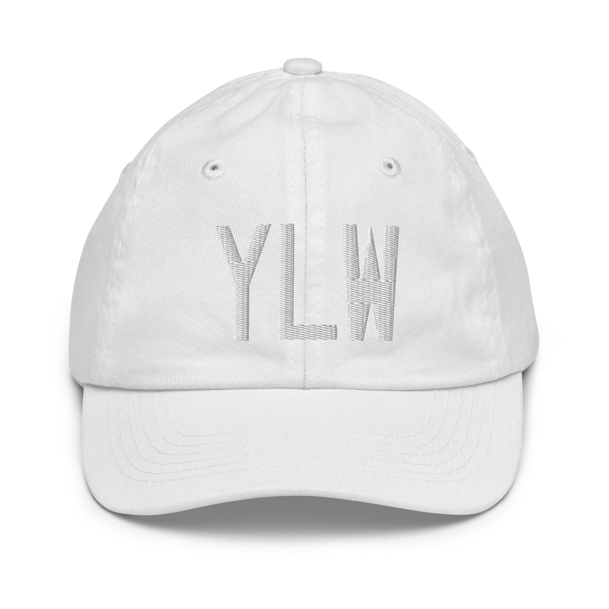 Airport Code Kid's Baseball Cap - White • YLW Kelowna • YHM Designs - Image 34