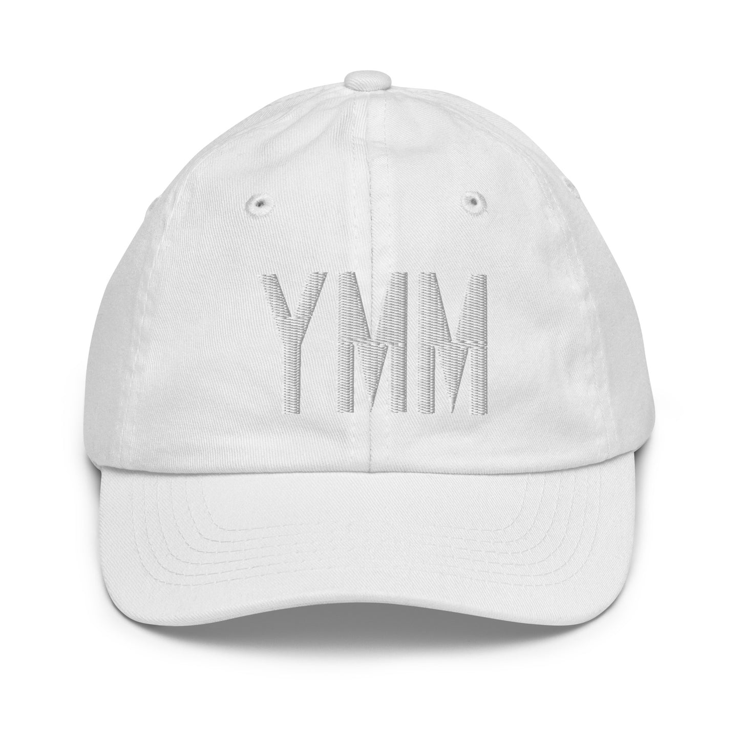 Airport Code Kid's Baseball Cap - White • YMM Fort McMurray • YHM Designs - Image 34