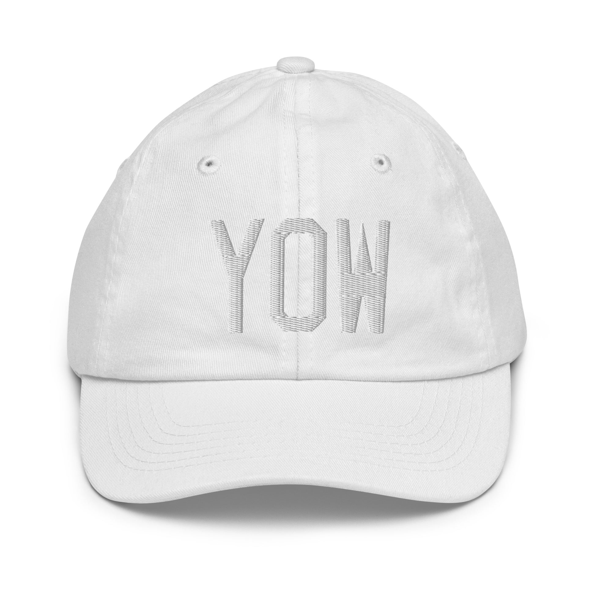 Airport Code Kid's Baseball Cap - White • YOW Ottawa • YHM Designs - Image 34