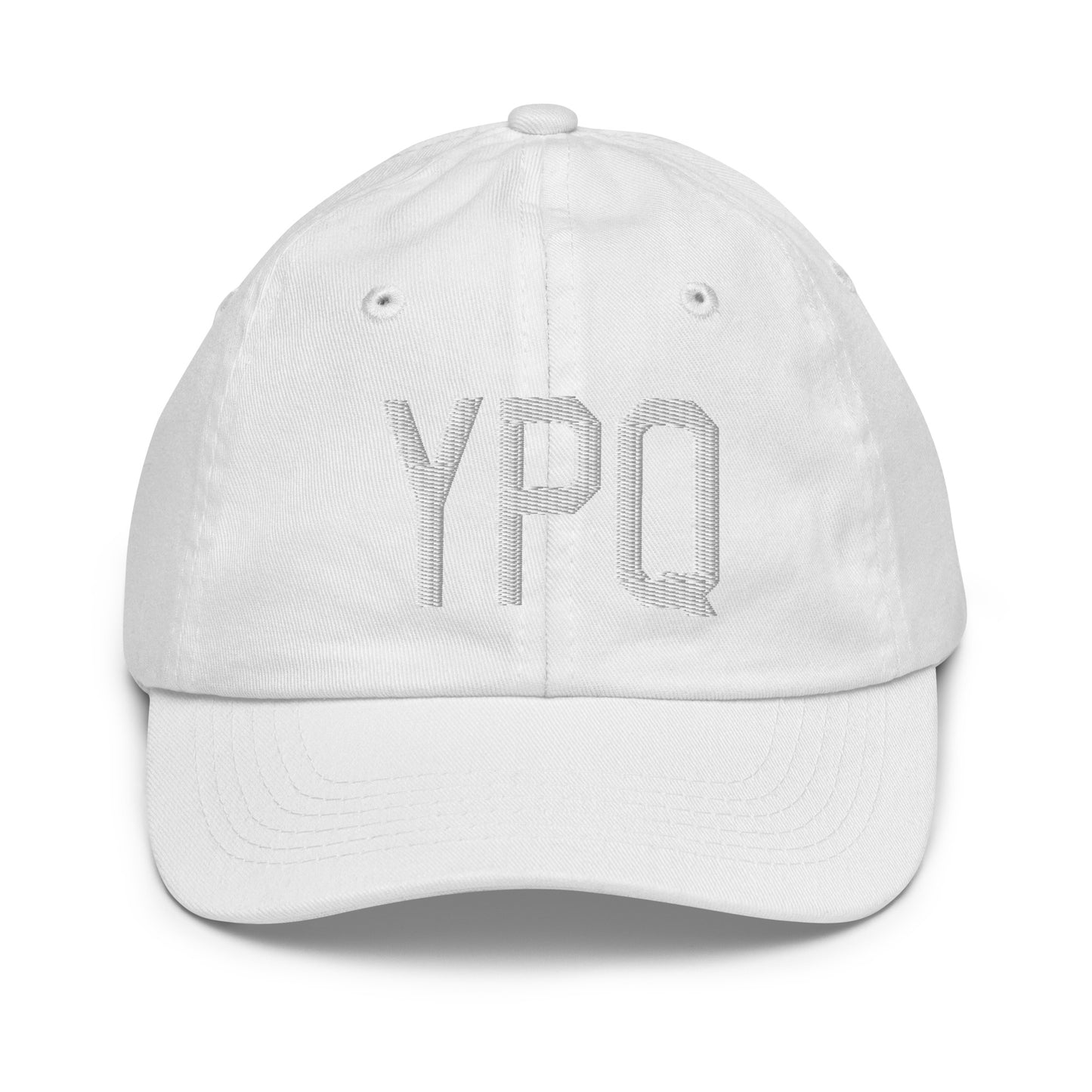 Airport Code Kid's Baseball Cap - White • YPQ Peterborough • YHM Designs - Image 34