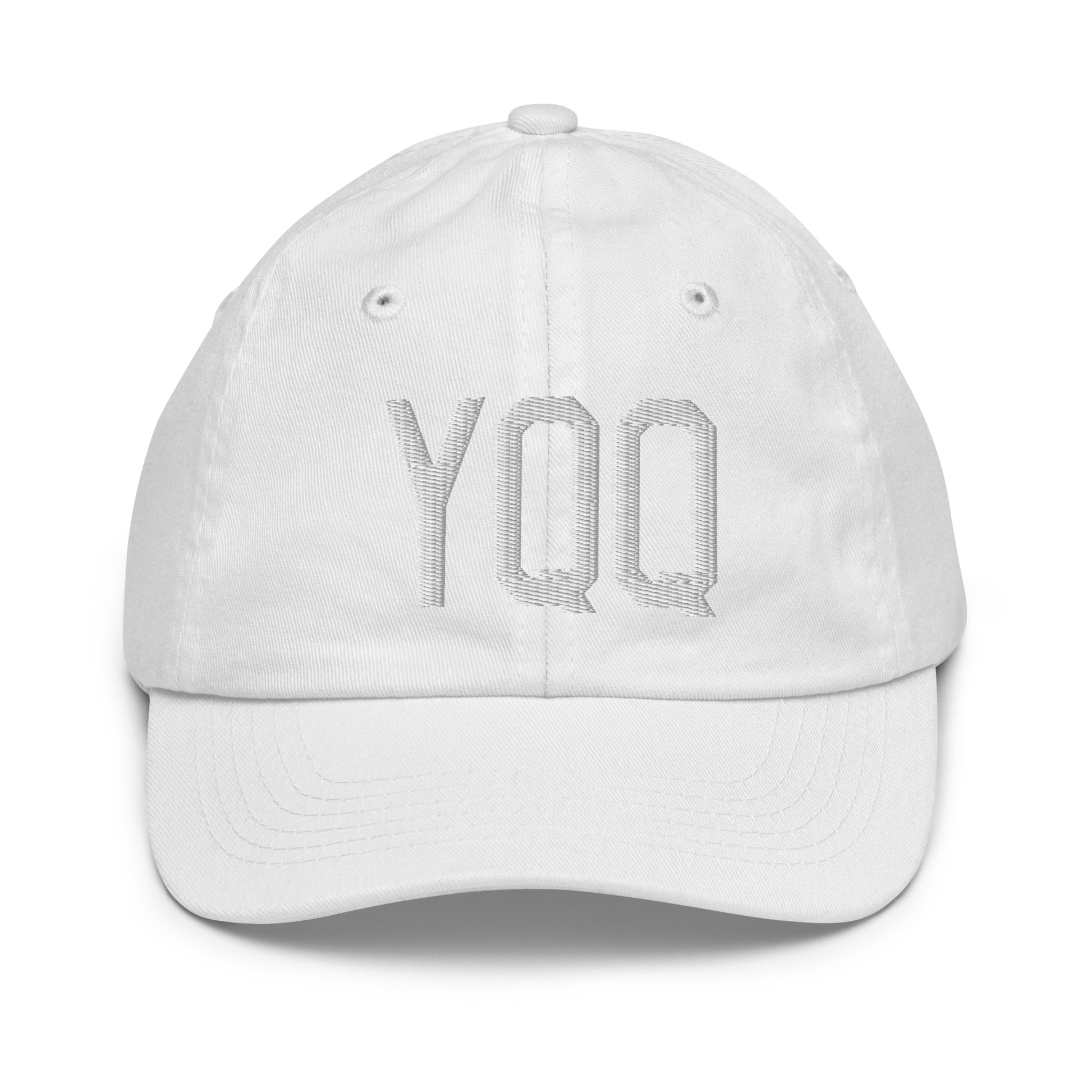 Airport Code Kid's Baseball Cap - White • YQQ Comox • YHM Designs - Image 34