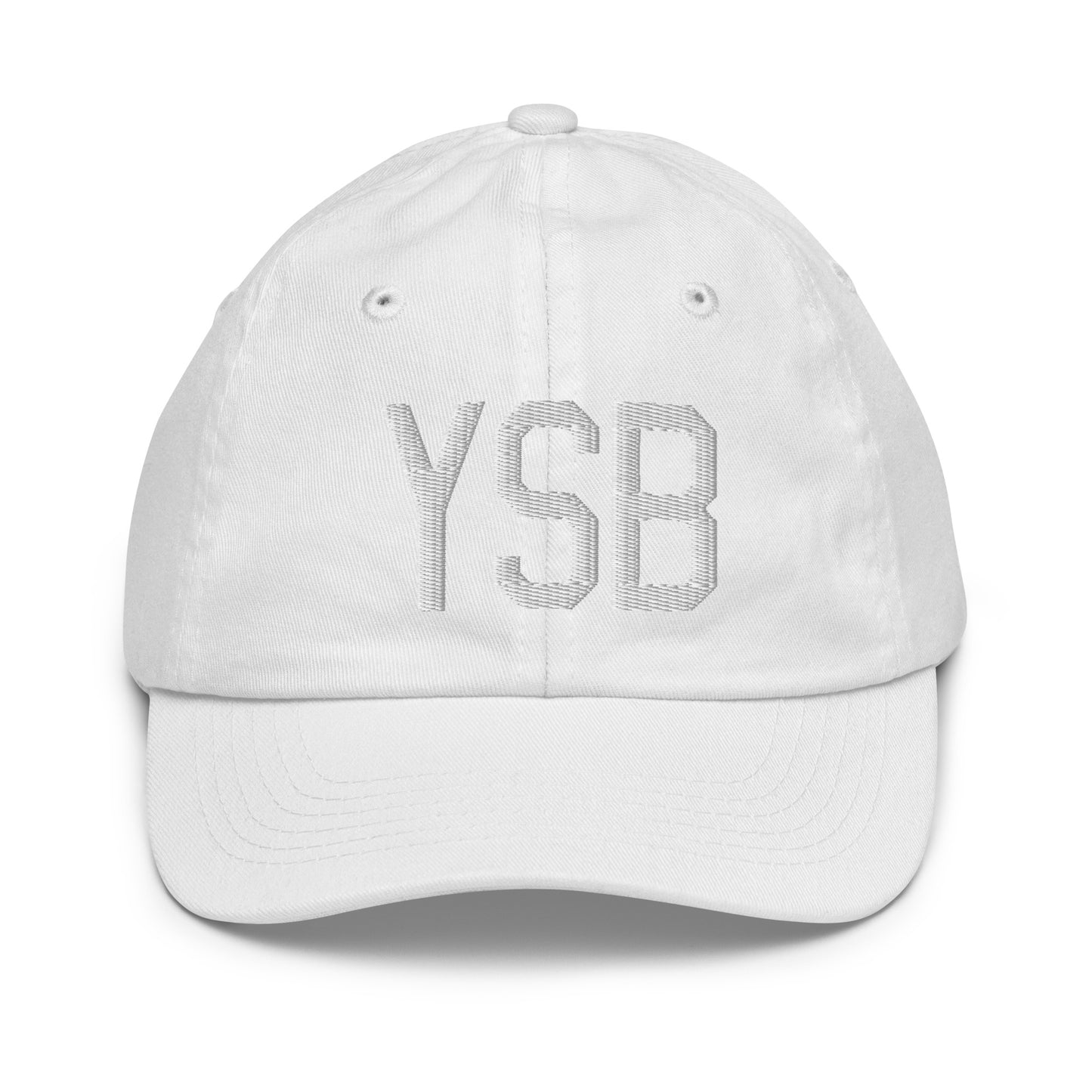 Airport Code Kid's Baseball Cap - White • YSB Sudbury • YHM Designs - Image 34