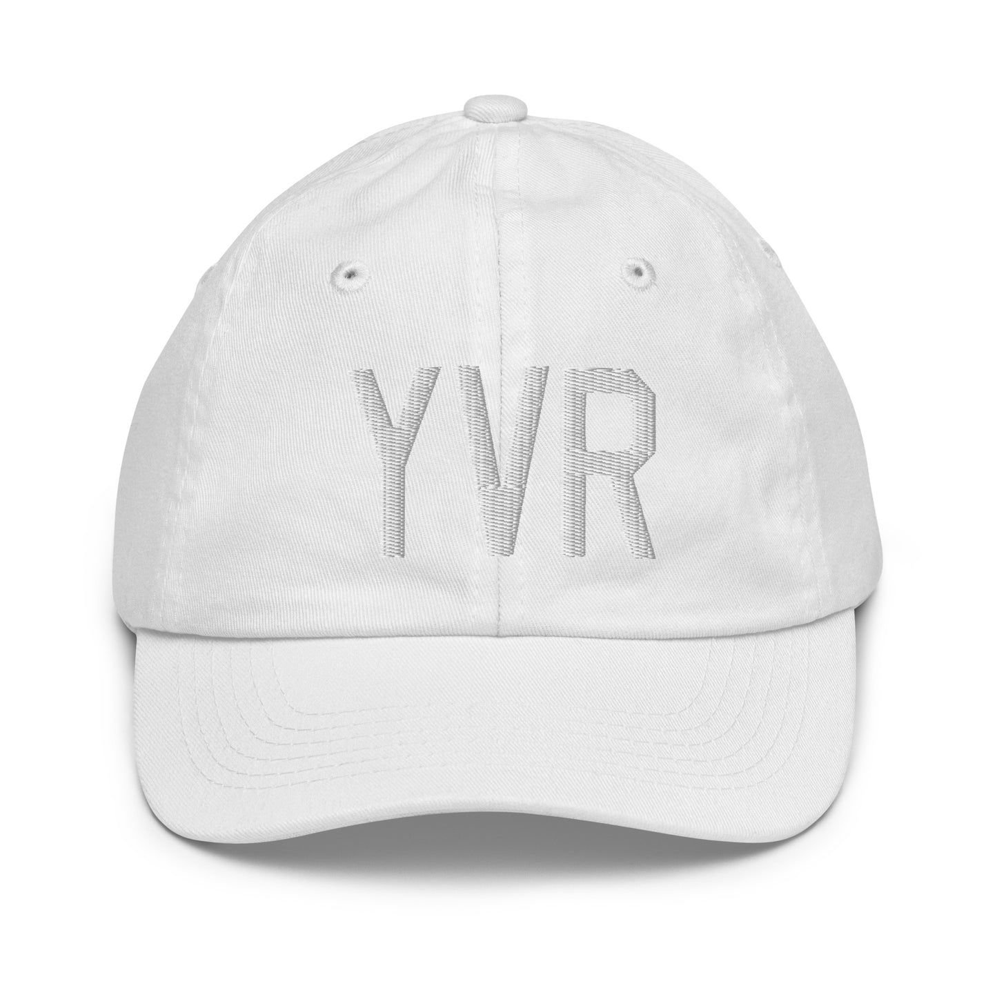 Airport Code Kid's Baseball Cap - White • YVR Vancouver • YHM Designs - Image 34