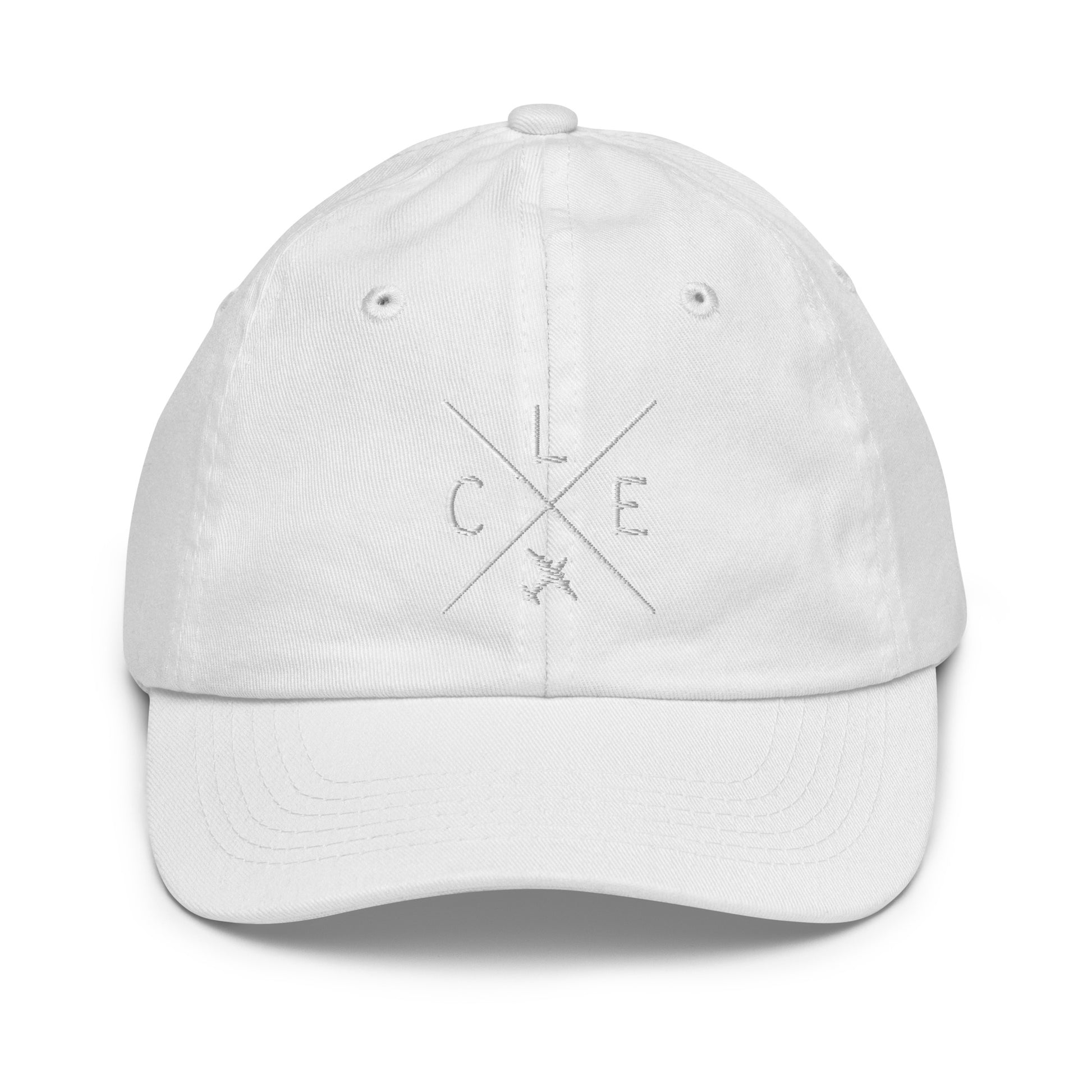 Crossed-X Kid's Baseball Cap - White • CLE Cleveland • YHM Designs - Image 34
