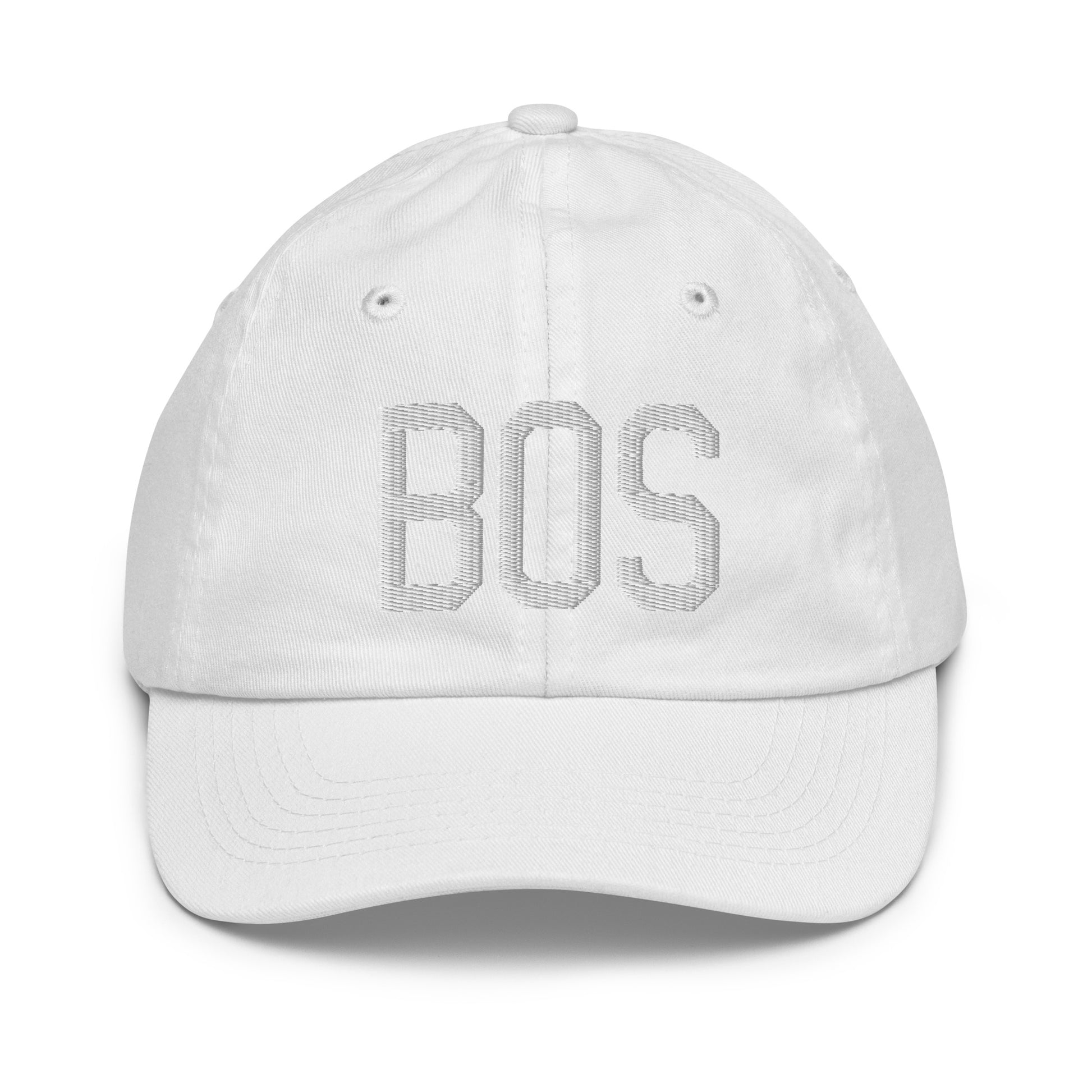 Airport Code Kid's Baseball Cap - White • BOS Boston • YHM Designs - Image 34