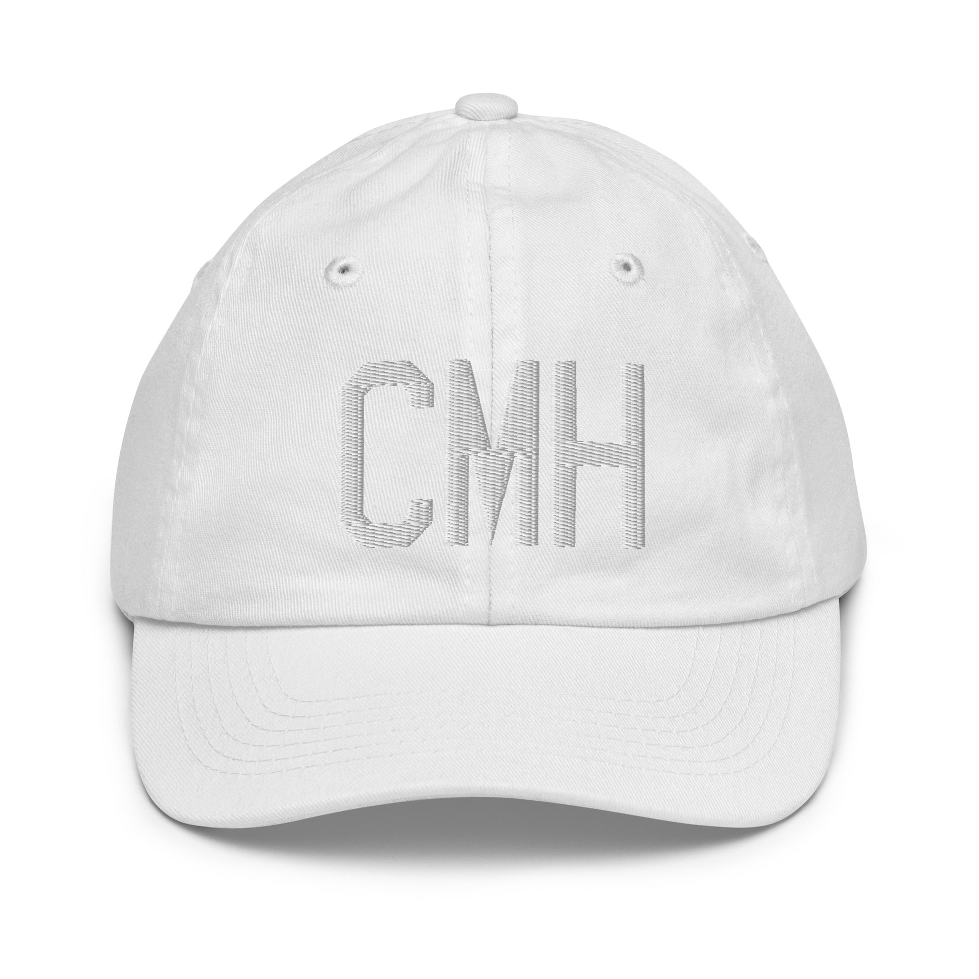 Airport Code Kid's Baseball Cap - White • CMH Columbus • YHM Designs - Image 34