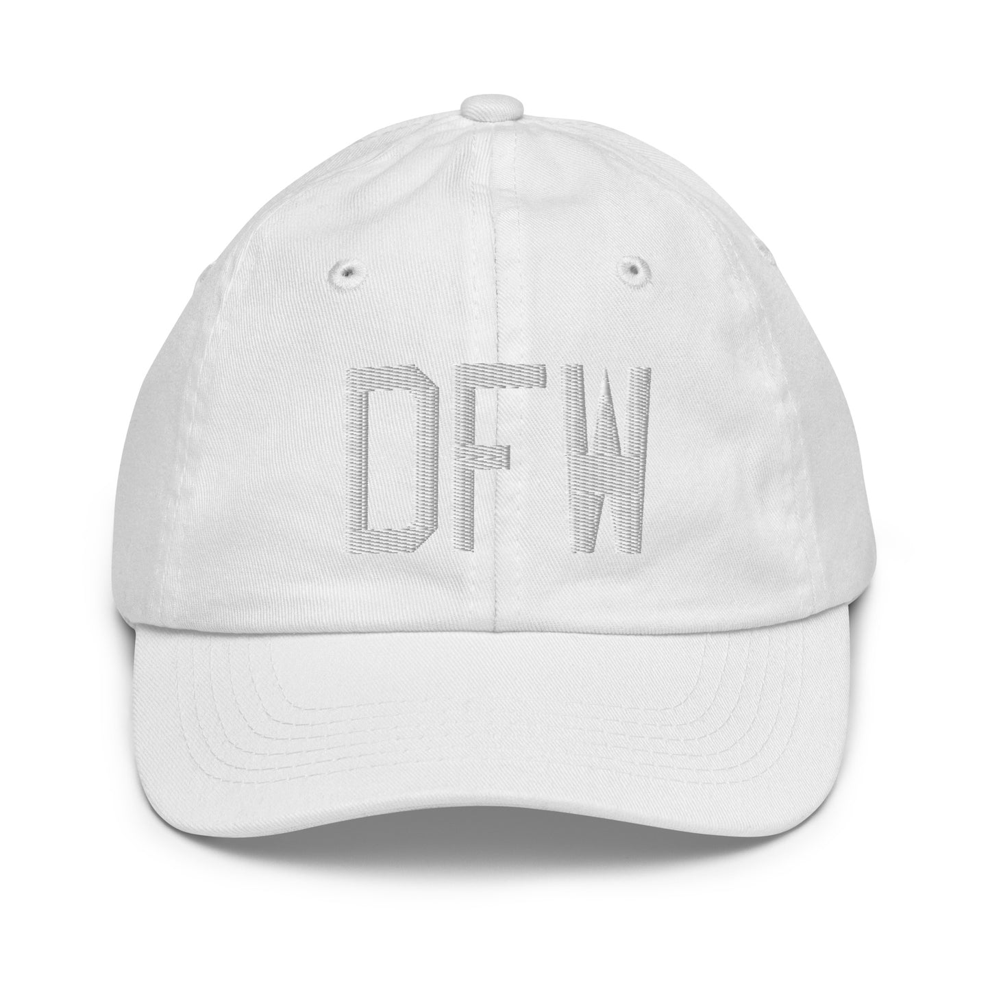 Airport Code Kid's Baseball Cap - White • DFW Dallas • YHM Designs - Image 34