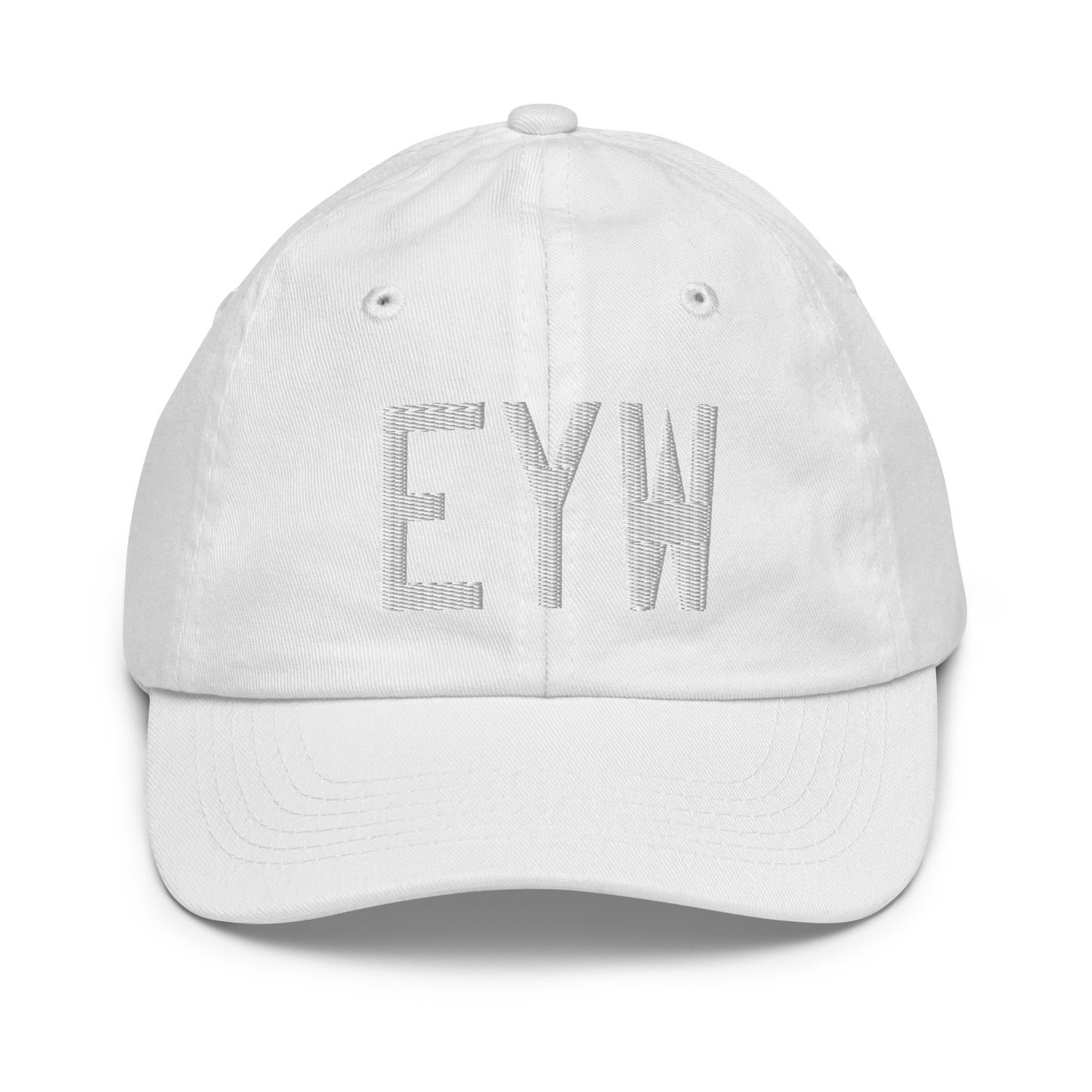 Airport Code Kid's Baseball Cap - White • EYW Key West • YHM Designs - Image 34