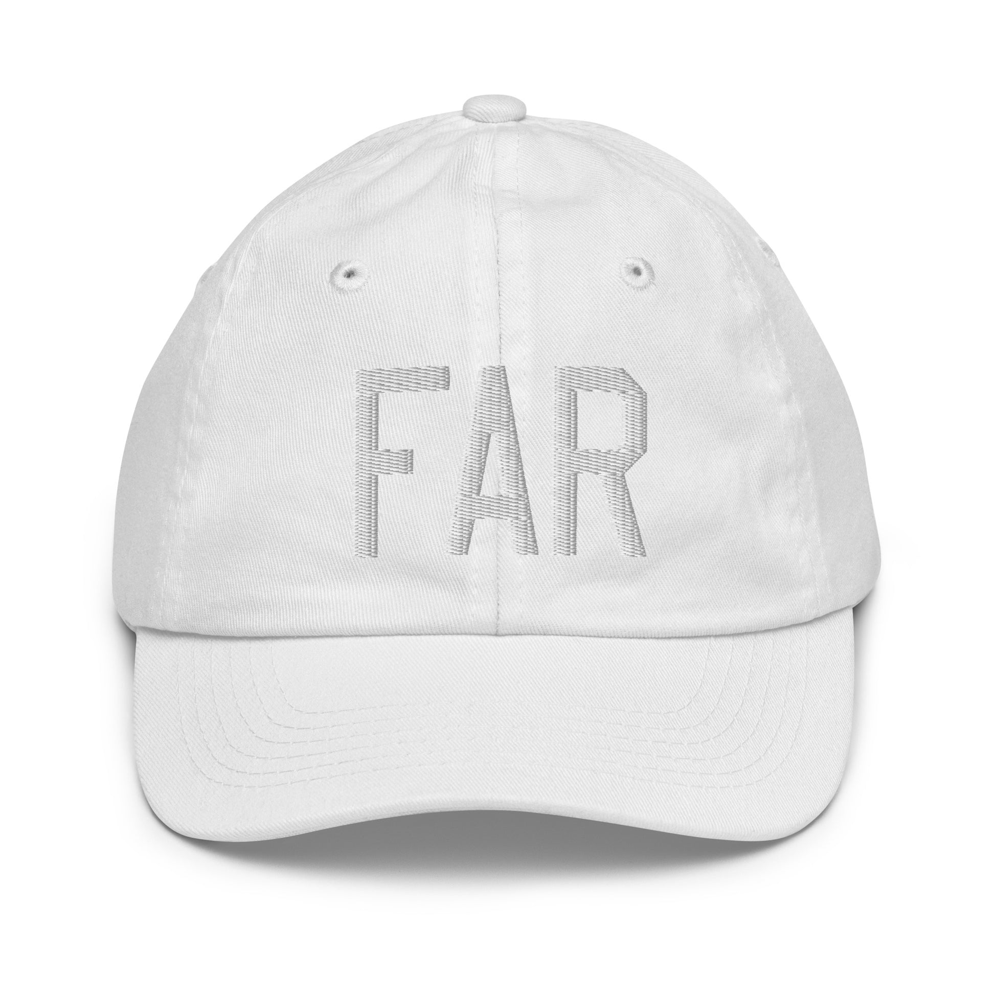 Airport Code Kid's Baseball Cap - White • FAR Fargo • YHM Designs - Image 34