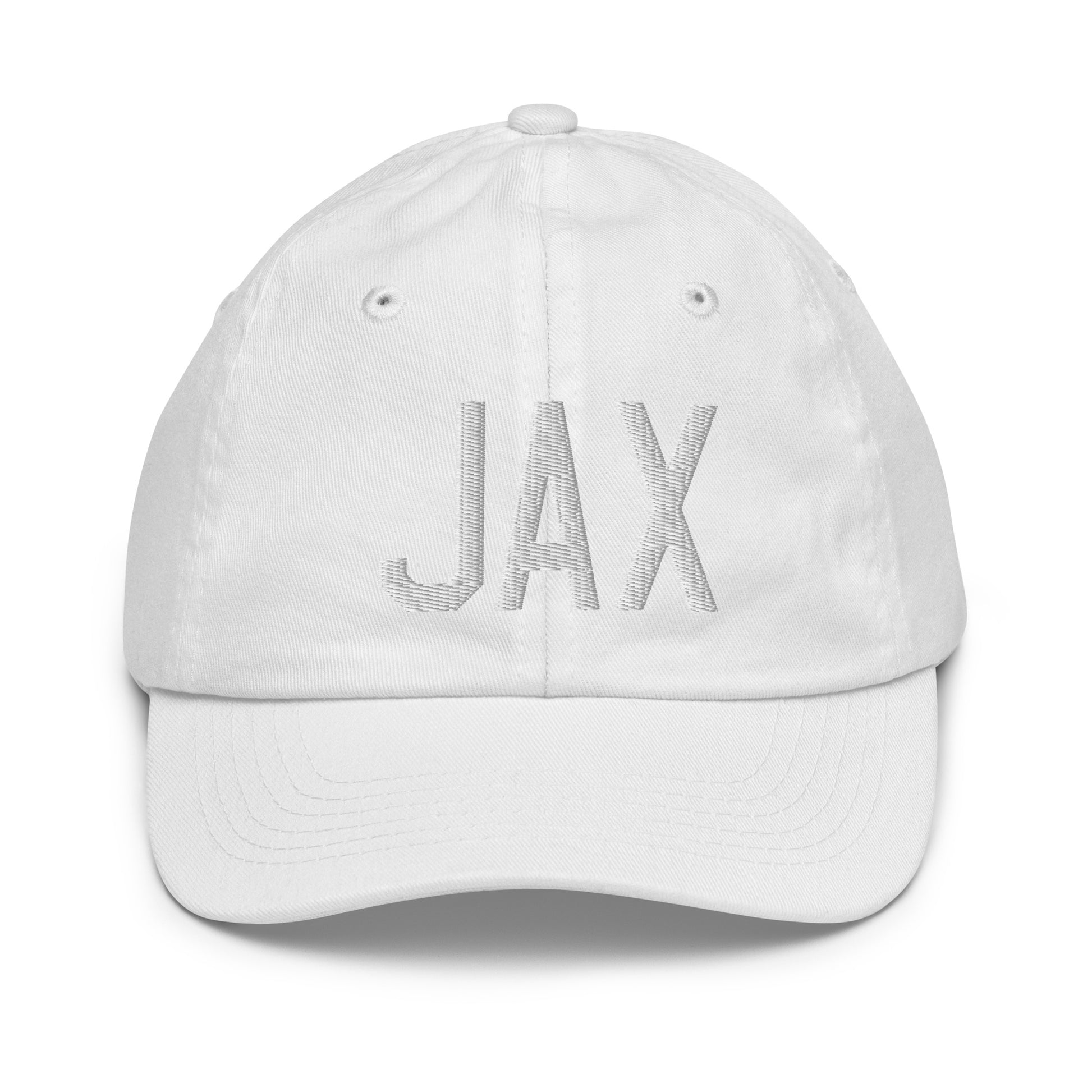 Airport Code Kid's Baseball Cap - White • JAX Jacksonville • YHM Designs - Image 34