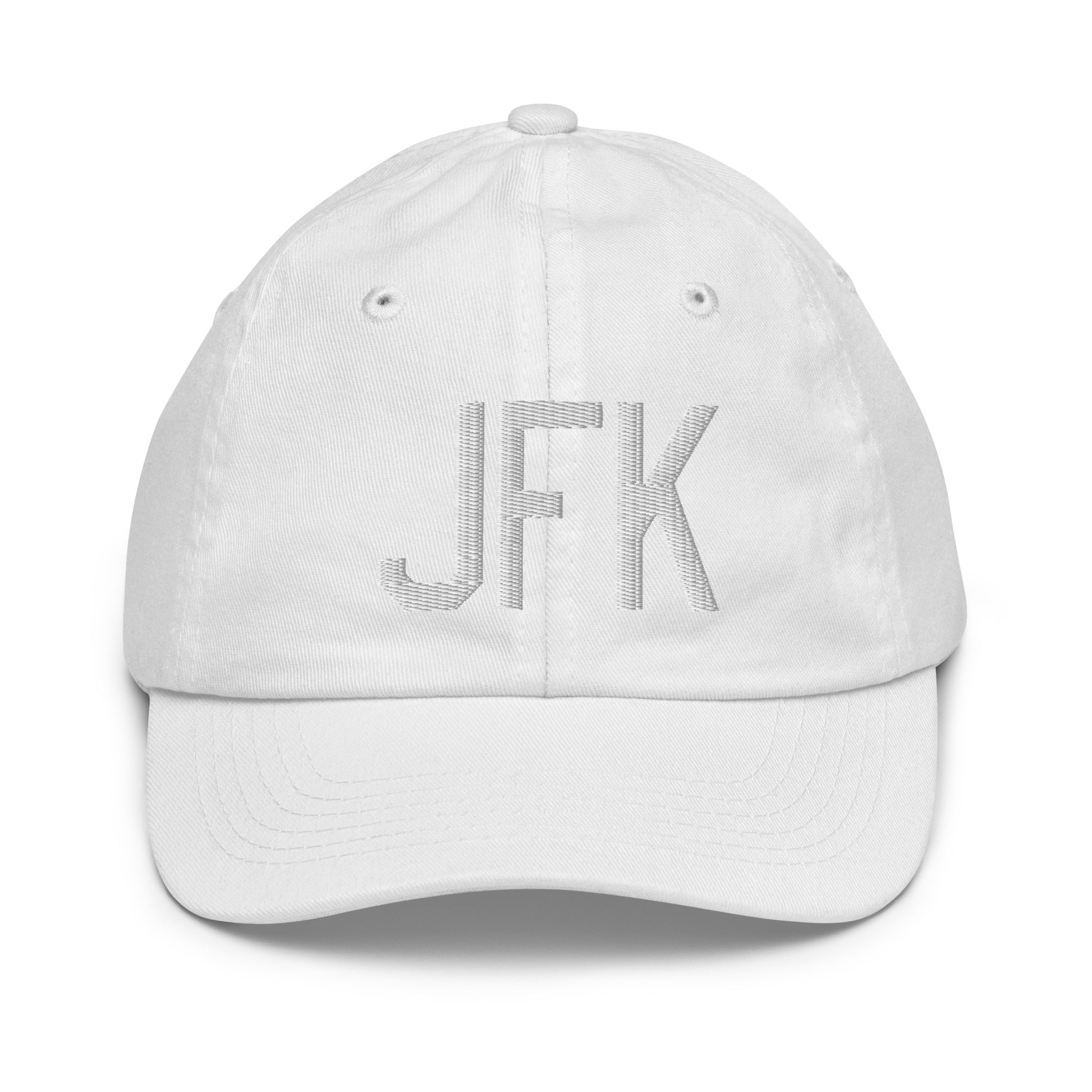 Airport Code Kid's Baseball Cap - White • JFK New York • YHM Designs - Image 34