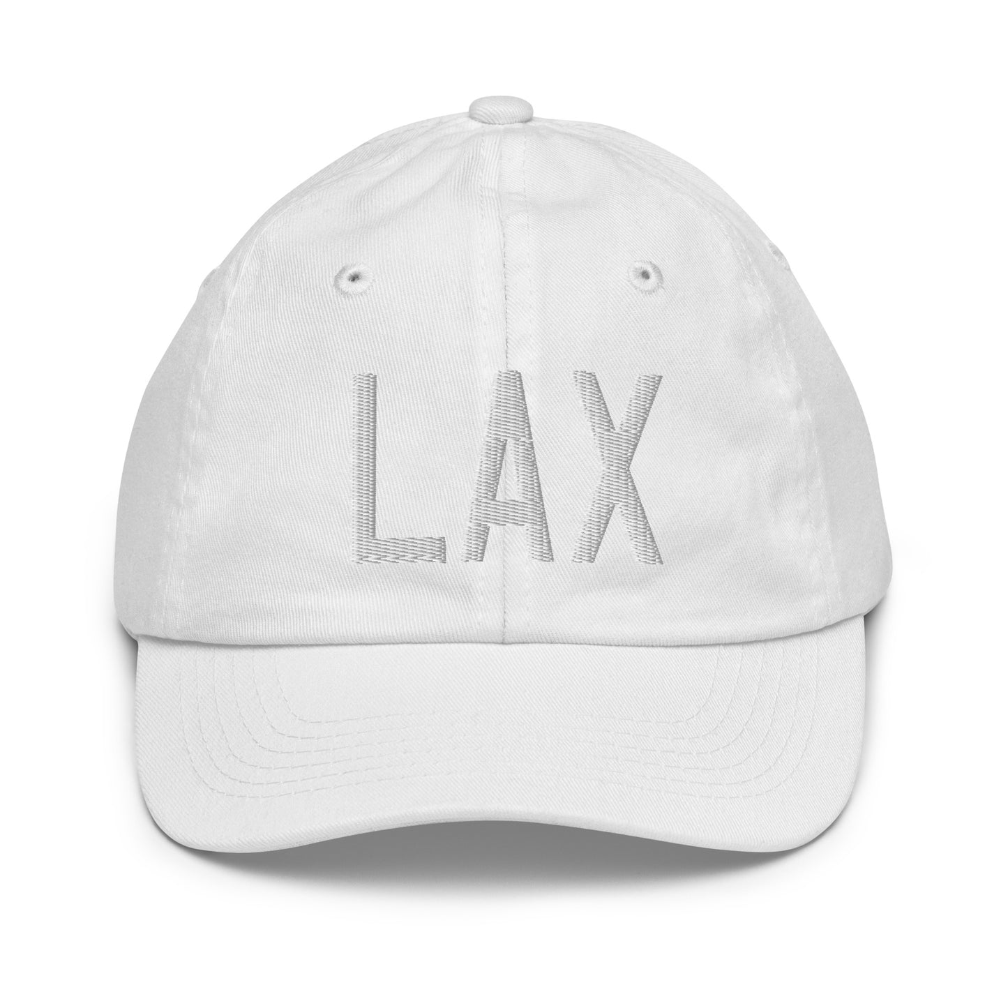 Airport Code Kid's Baseball Cap - White • LAX Los Angeles • YHM Designs - Image 34