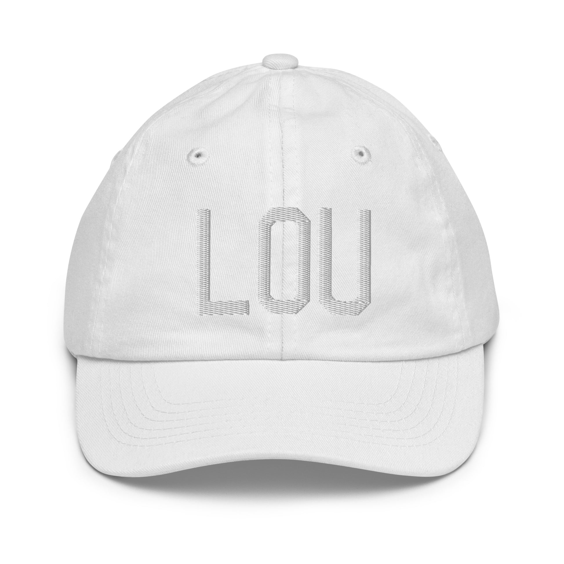Airport Code Kid's Baseball Cap - White • LOU Louisville • YHM Designs - Image 34