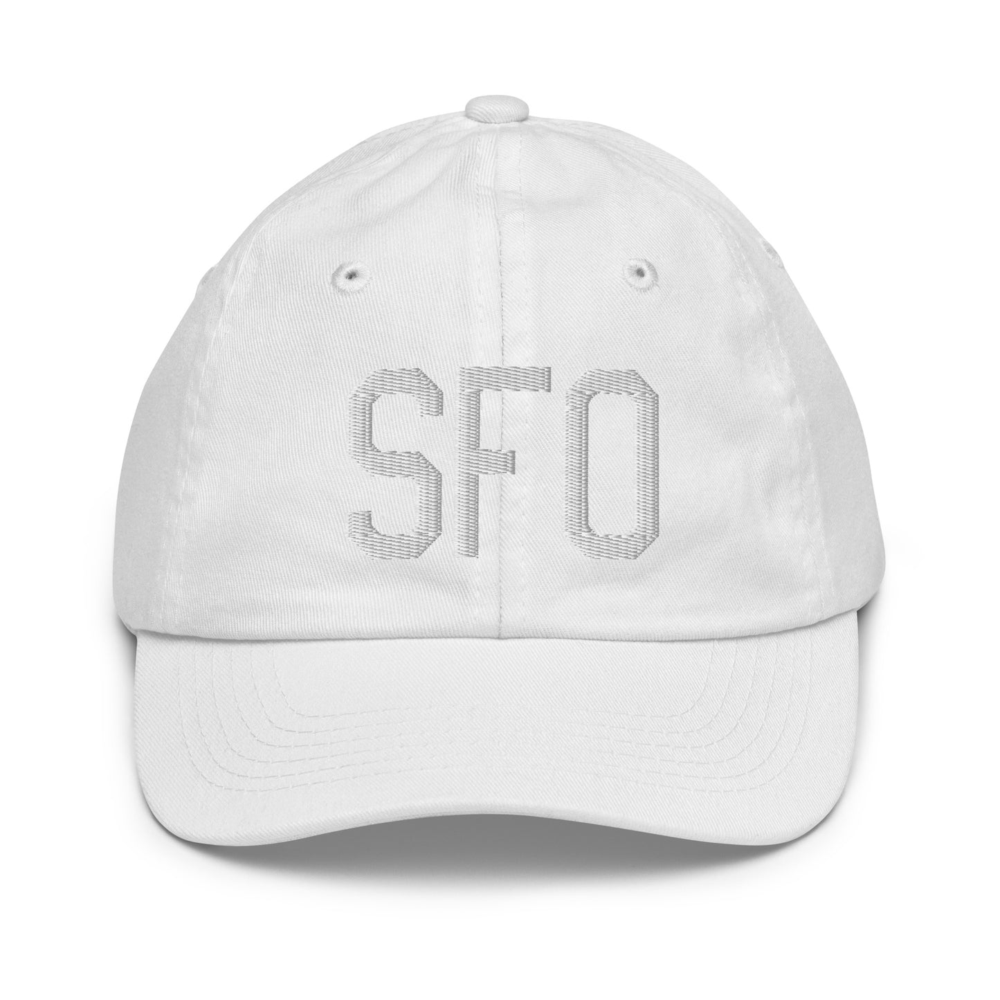 Airport Code Kid's Baseball Cap - White • SFO San Francisco • YHM Designs - Image 34
