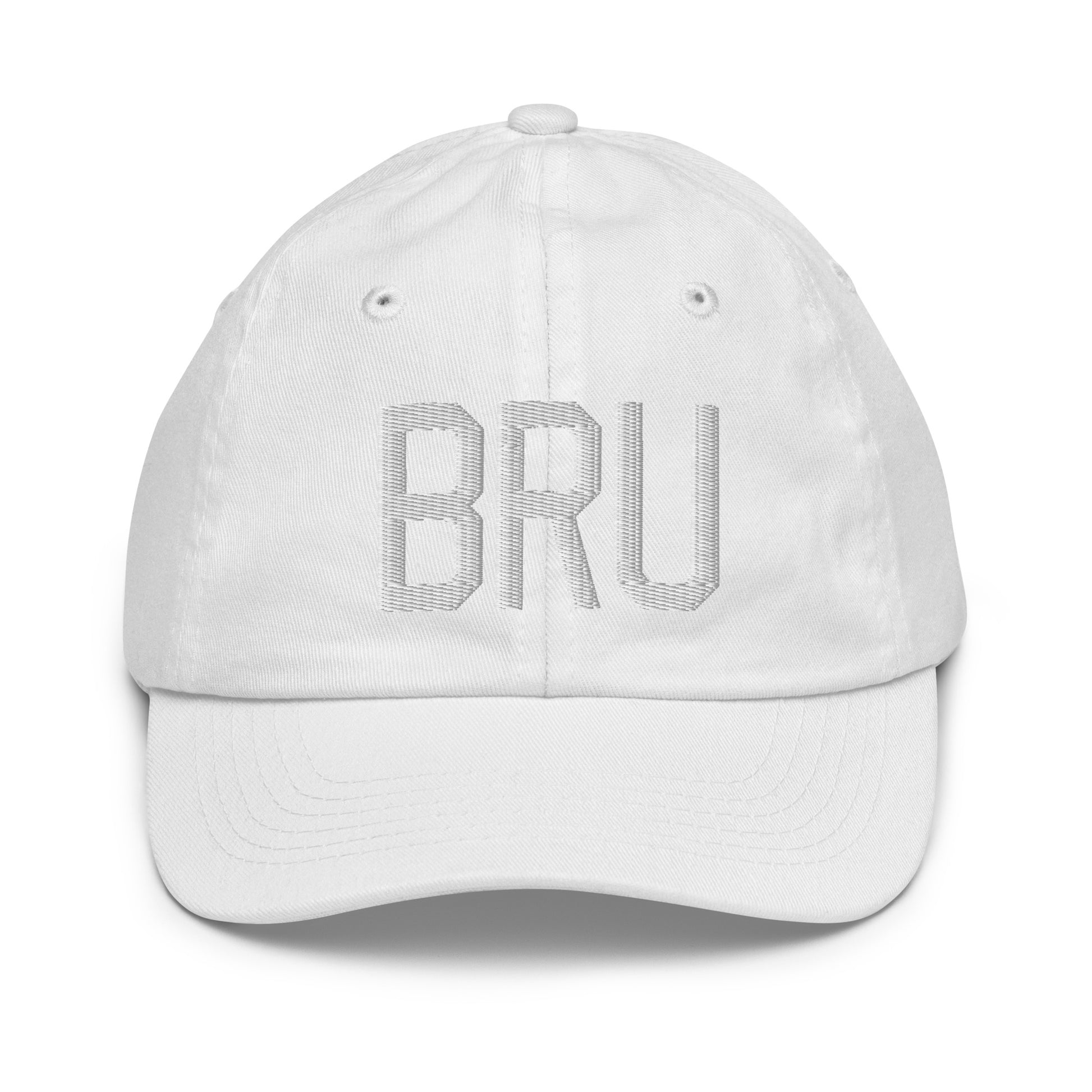 Airport Code Kid's Baseball Cap - White • BRU Brussels • YHM Designs - Image 34