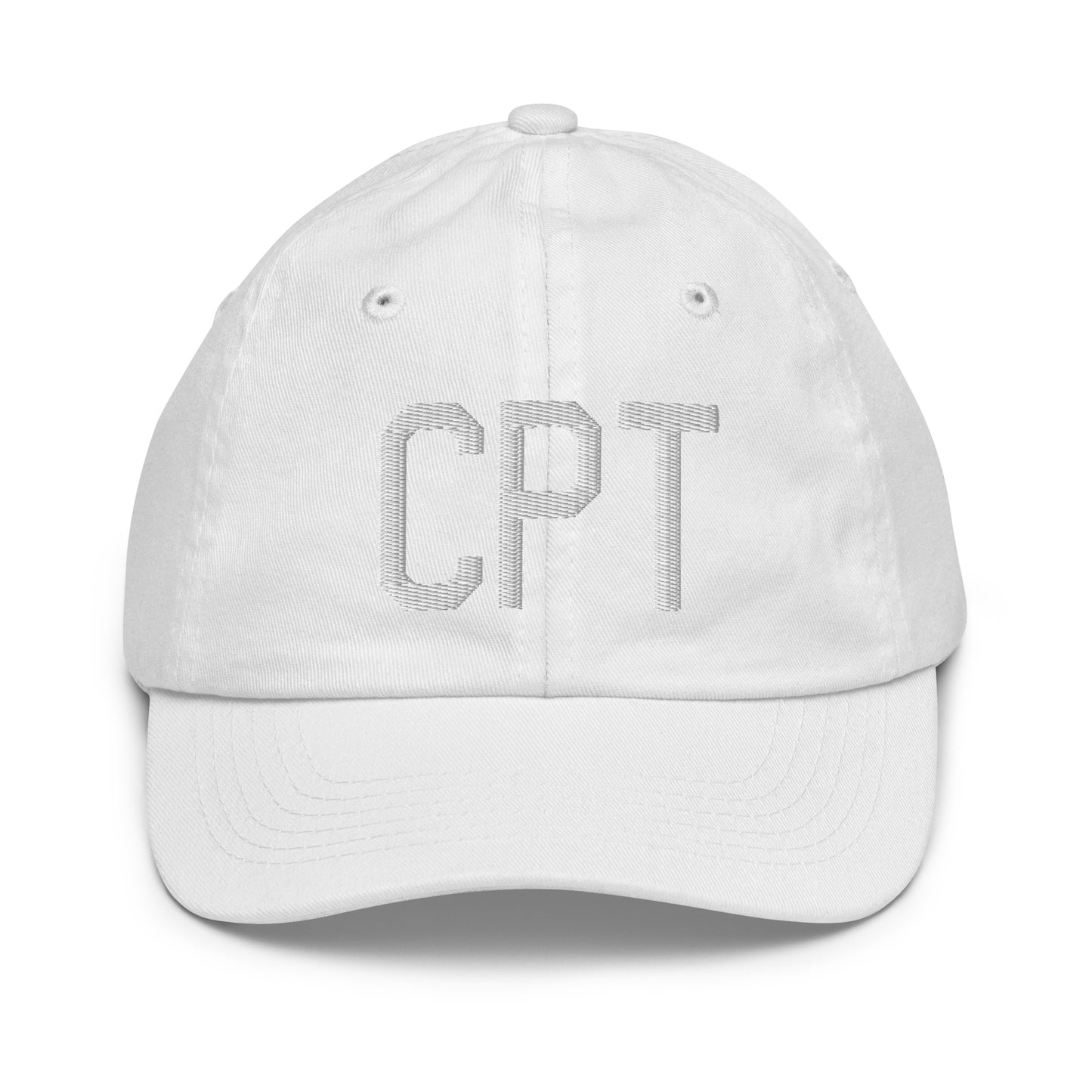 Airport Code Kid's Baseball Cap - White • CPT Cape Town • YHM Designs - Image 34