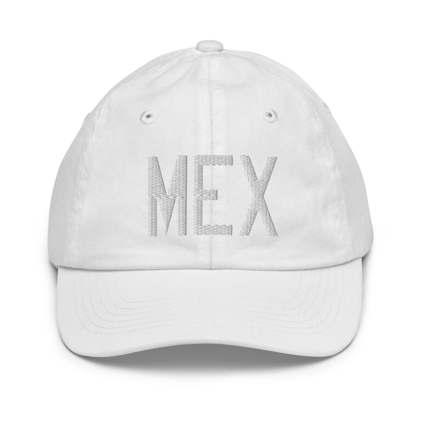Airport Code Kid's Baseball Cap - White • MEX Mexico City • YHM Designs - Image 34