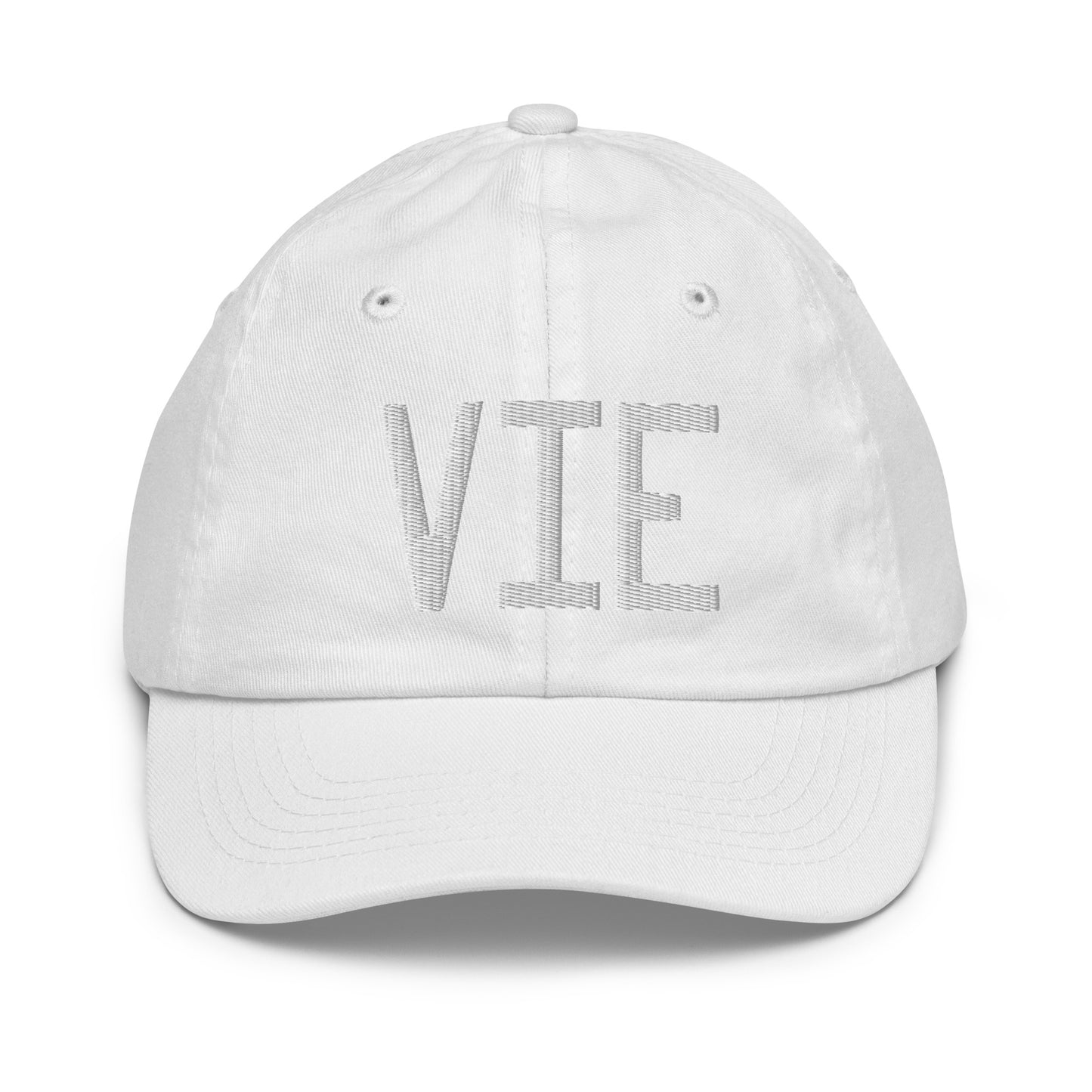 Airport Code Kid's Baseball Cap - White • VIE Vienna • YHM Designs - Image 34
