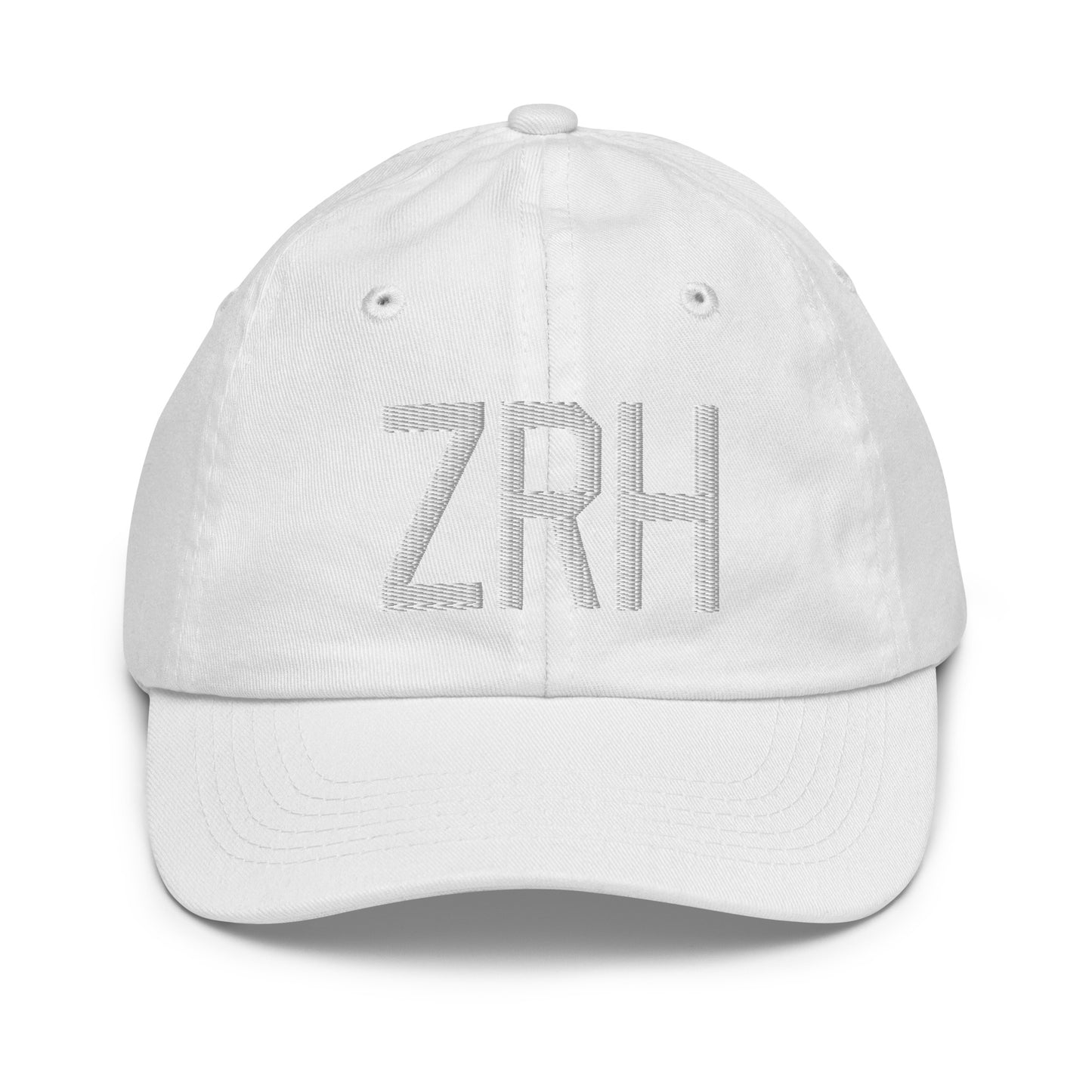 Airport Code Kid's Baseball Cap - White • ZRH Zurich • YHM Designs - Image 34