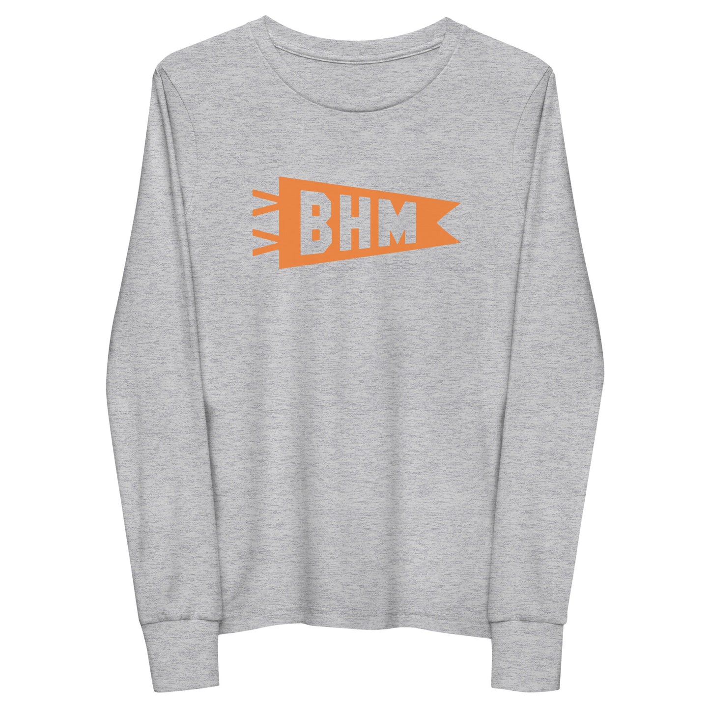 Kid's Airport Code Long-Sleeve Tee - Orange Graphic • BHM Birmingham • YHM Designs - Image 11