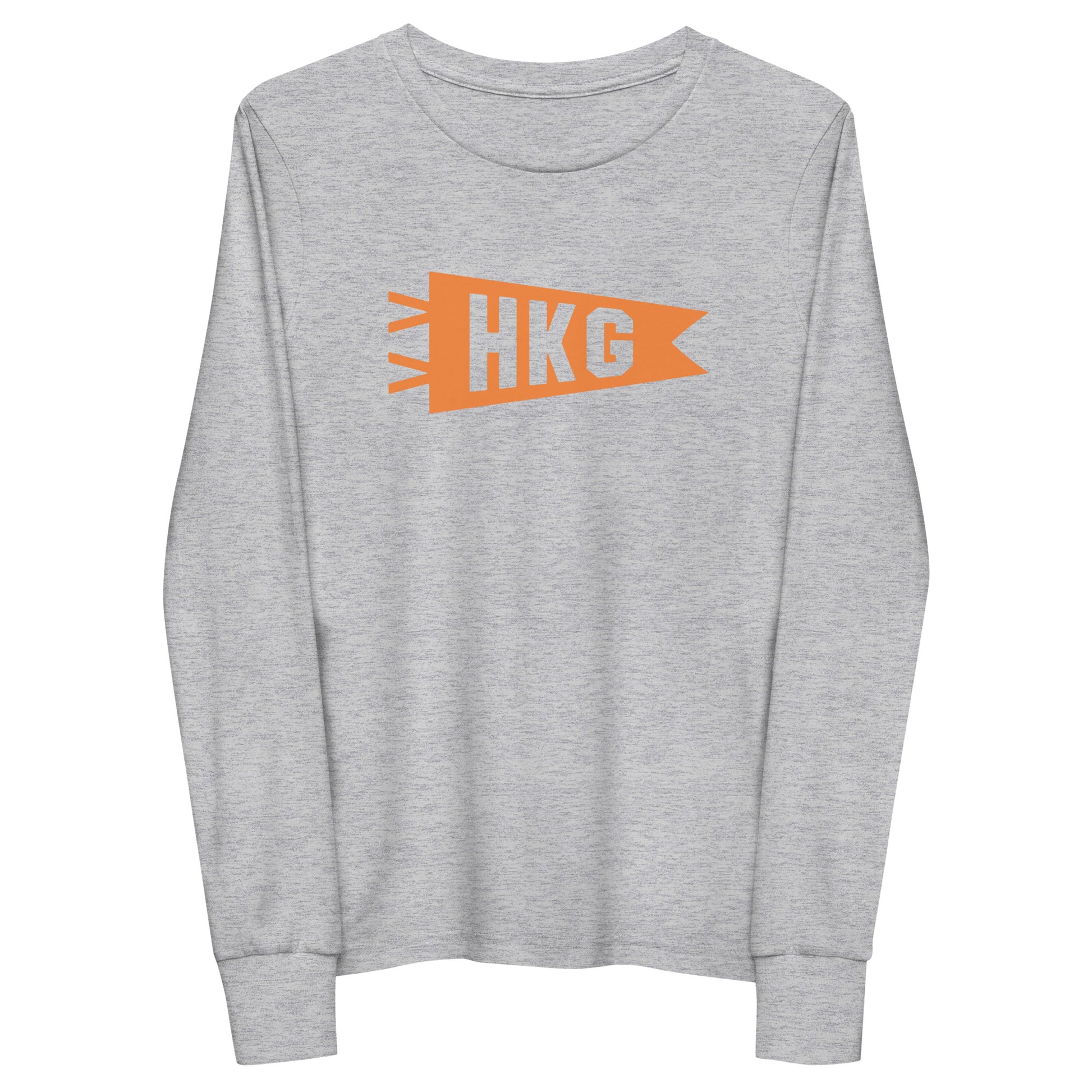 HKG Hong Kong Kid's Long-Sleeve T-Shirt • Banner Design in Orange • YHM Designs - Image 11
