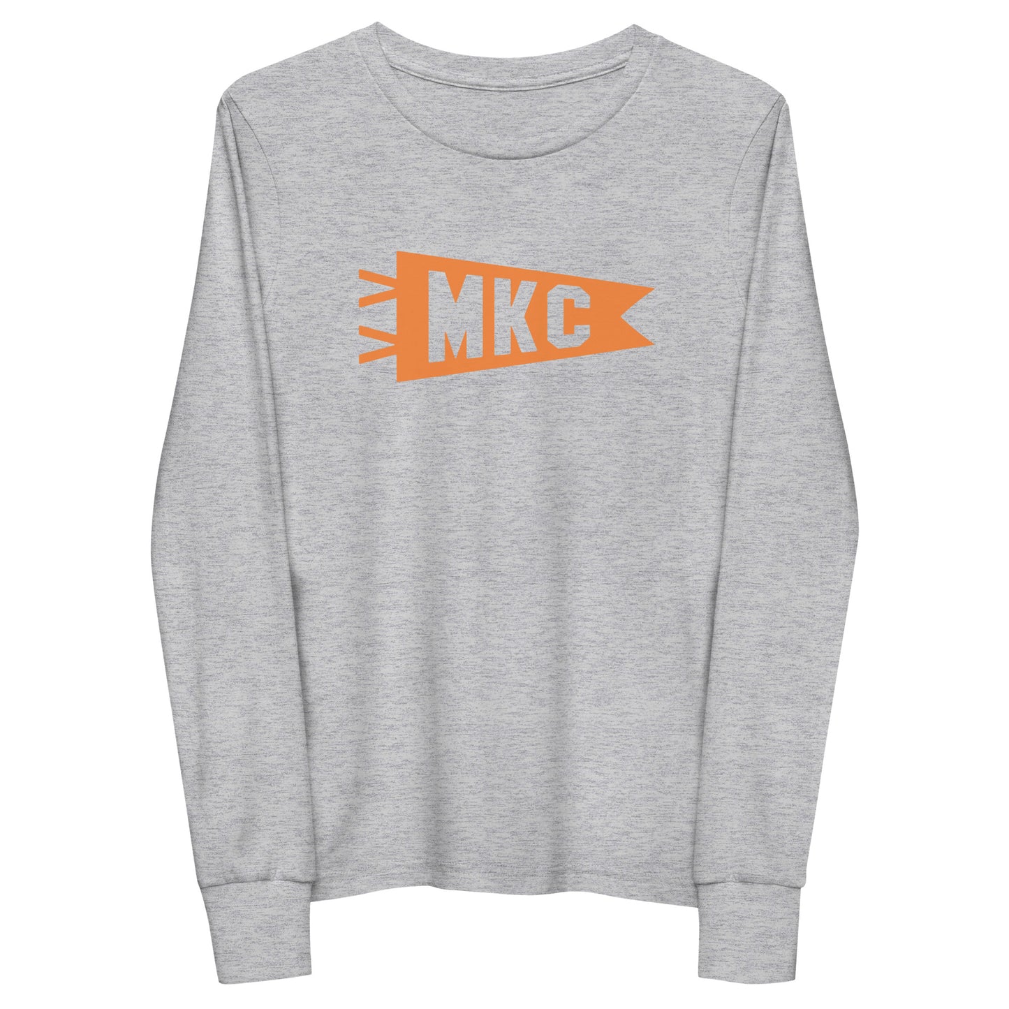 Kid's Airport Code Long-Sleeve Tee - Orange Graphic • MKC Kansas City • YHM Designs - Image 11