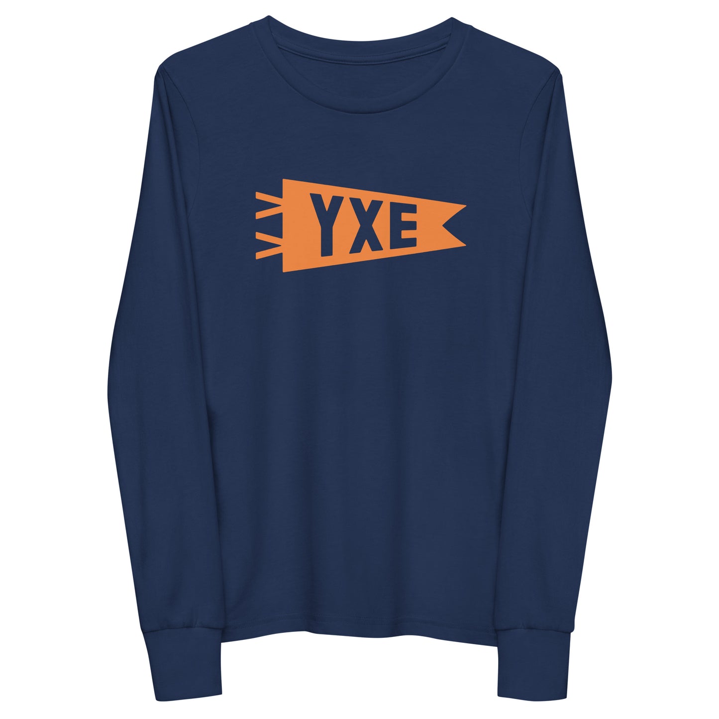Kid's Airport Code Long-Sleeve Tee - Orange Graphic • YXE Saskatoon • YHM Designs - Image 01