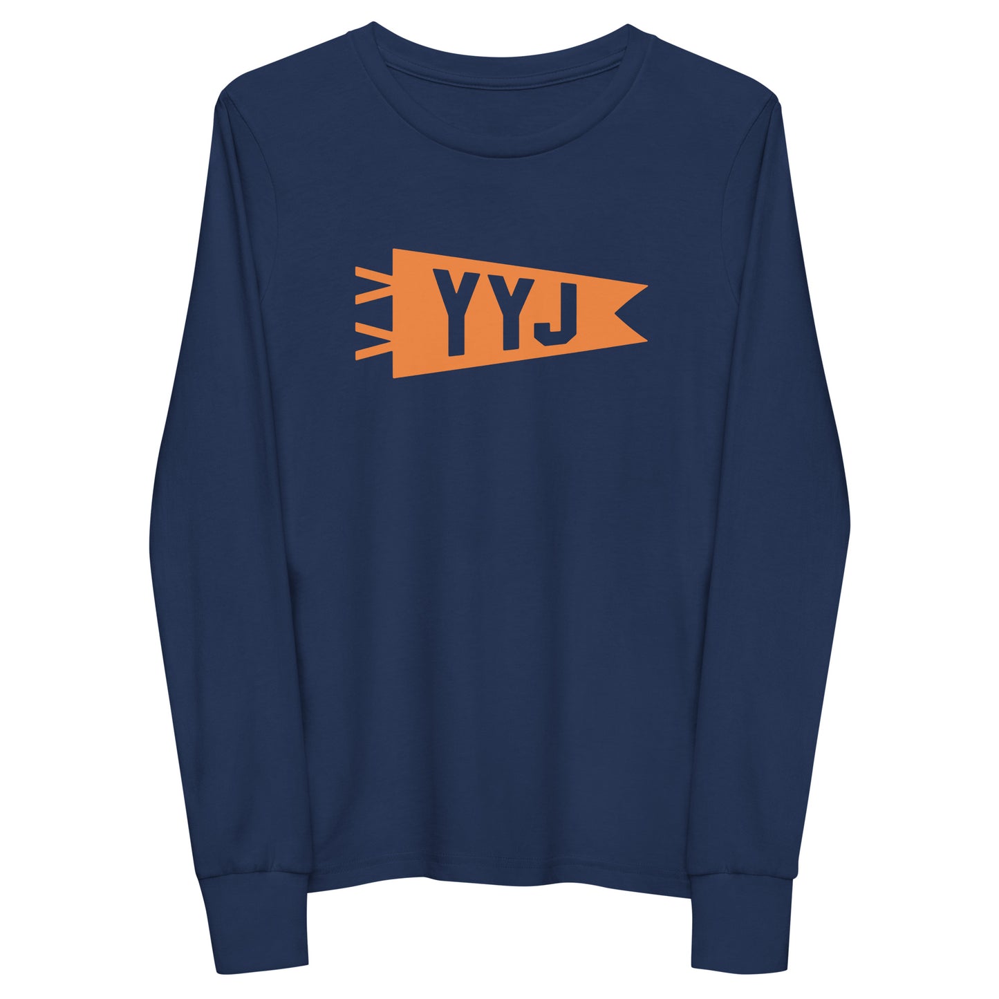 Kid's Airport Code Long-Sleeve Tee - Orange Graphic • YYJ Victoria • YHM Designs - Image 01
