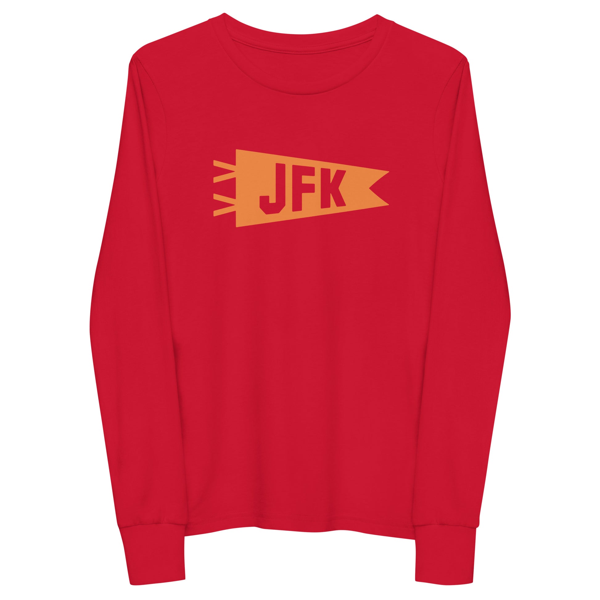 Kid's Airport Code Long-Sleeve Tee - Orange Graphic • JFK New York City • YHM Designs - Image 10