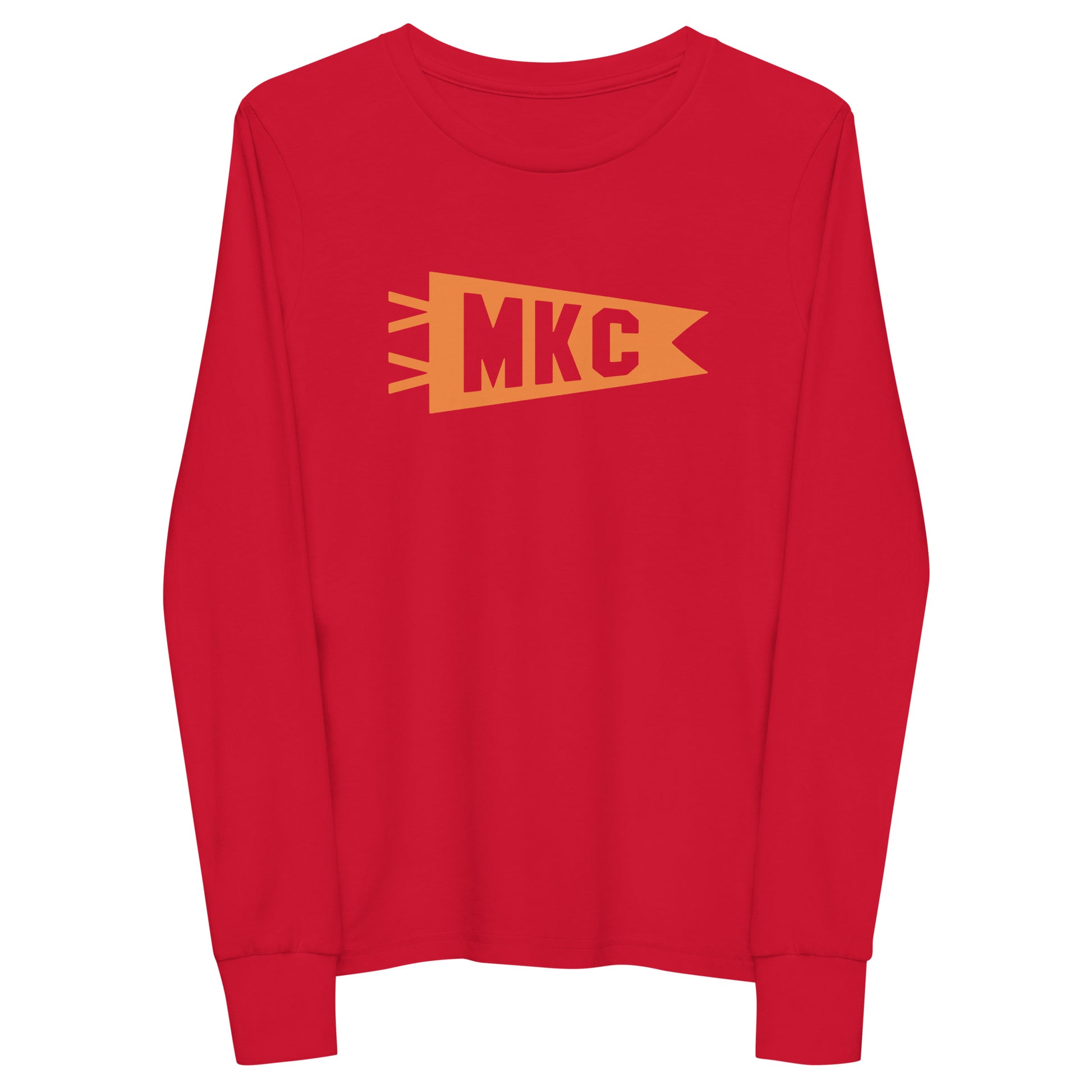 Kid's Airport Code Long-Sleeve Tee - Orange Graphic • MKC Kansas City • YHM Designs - Image 10