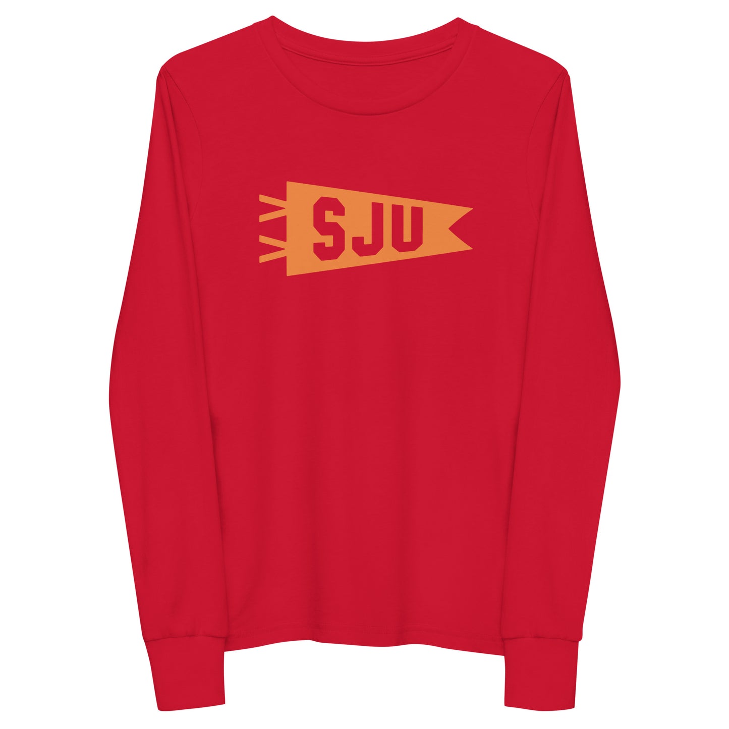 Kid's Airport Code Long-Sleeve Tee - Orange Graphic • SJU San Juan • YHM Designs - Image 10