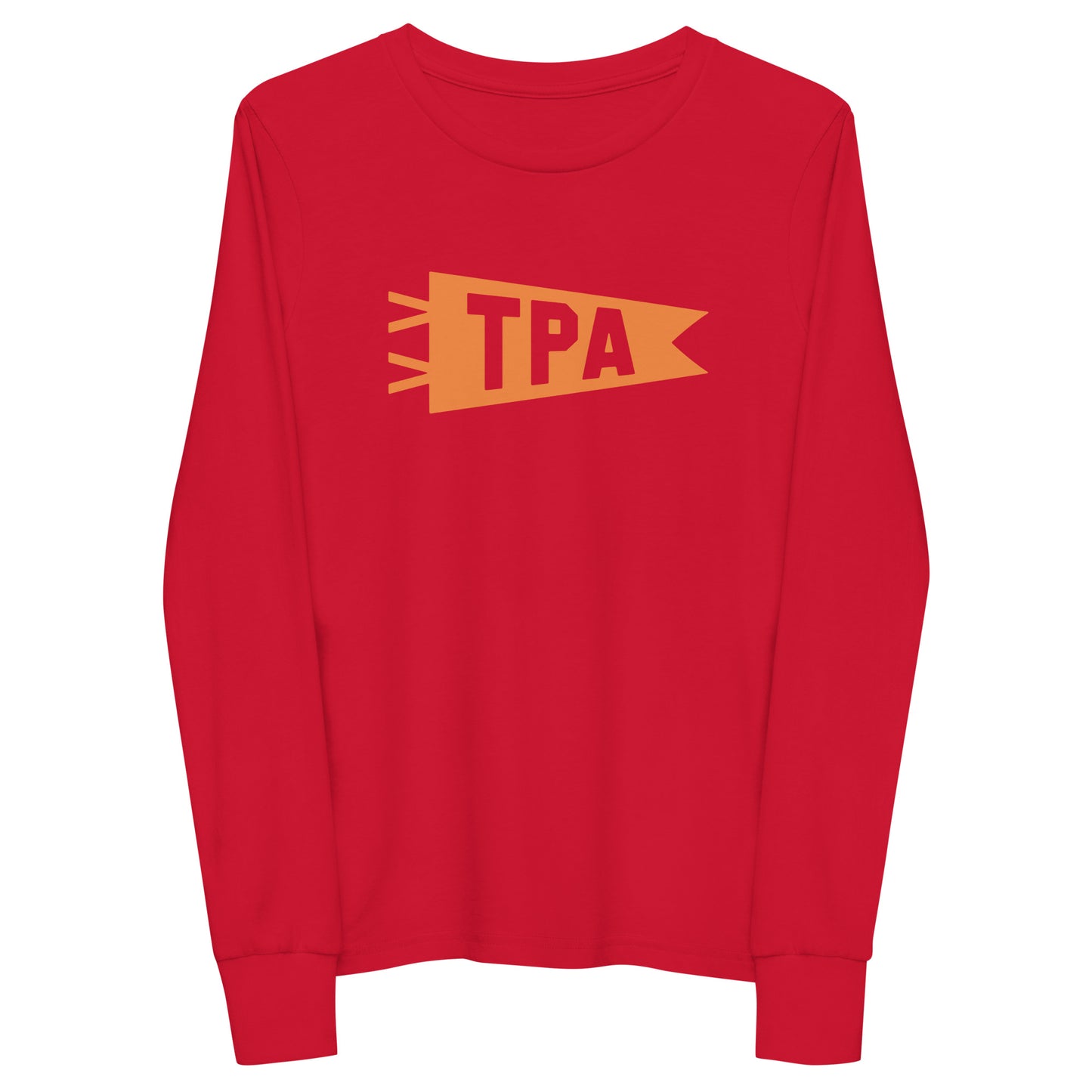 Kid's Airport Code Long-Sleeve Tee - Orange Graphic • TPA Tampa • YHM Designs - Image 10