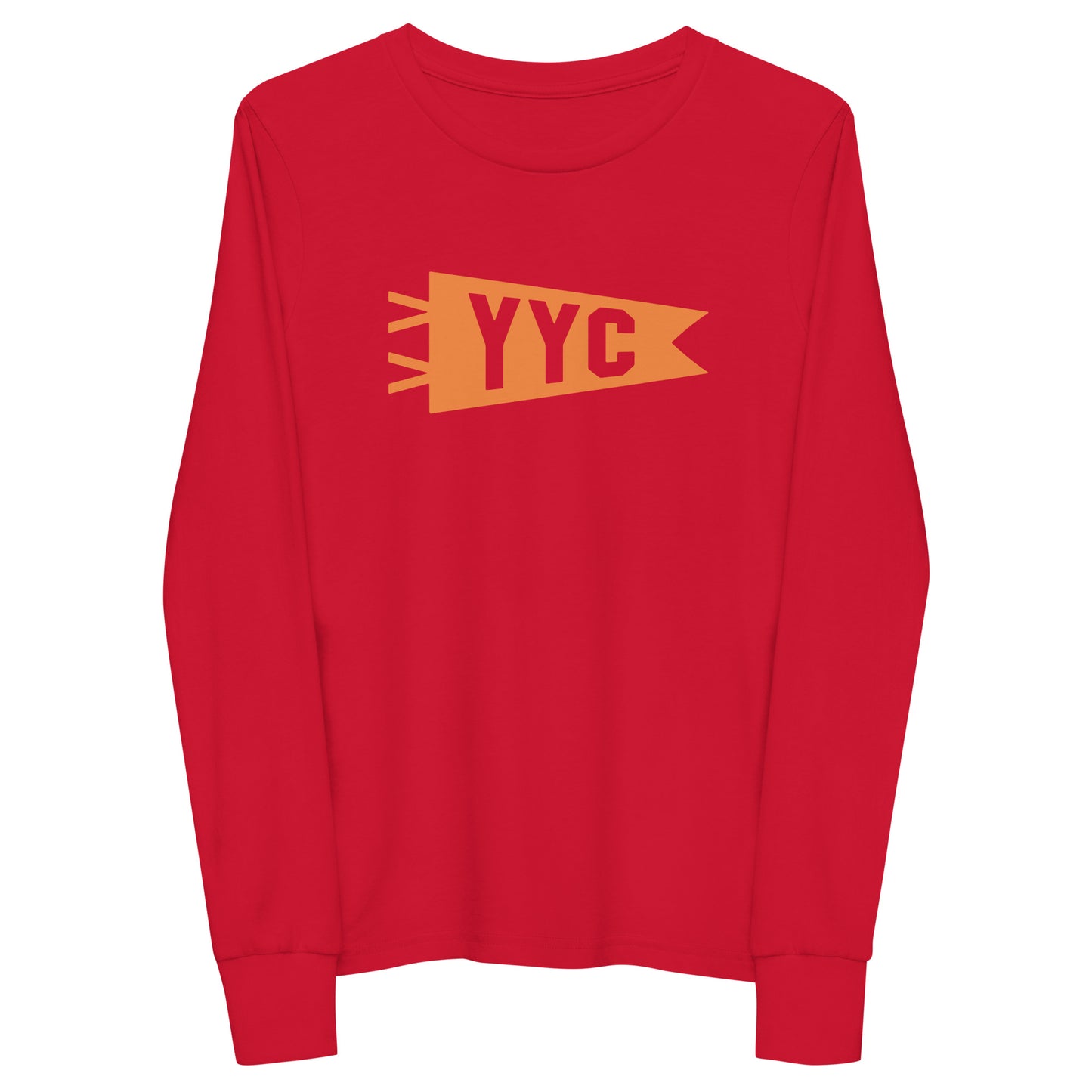 Kid's Airport Code Long-Sleeve Tee - Orange Graphic • YYC Calgary • YHM Designs - Image 10