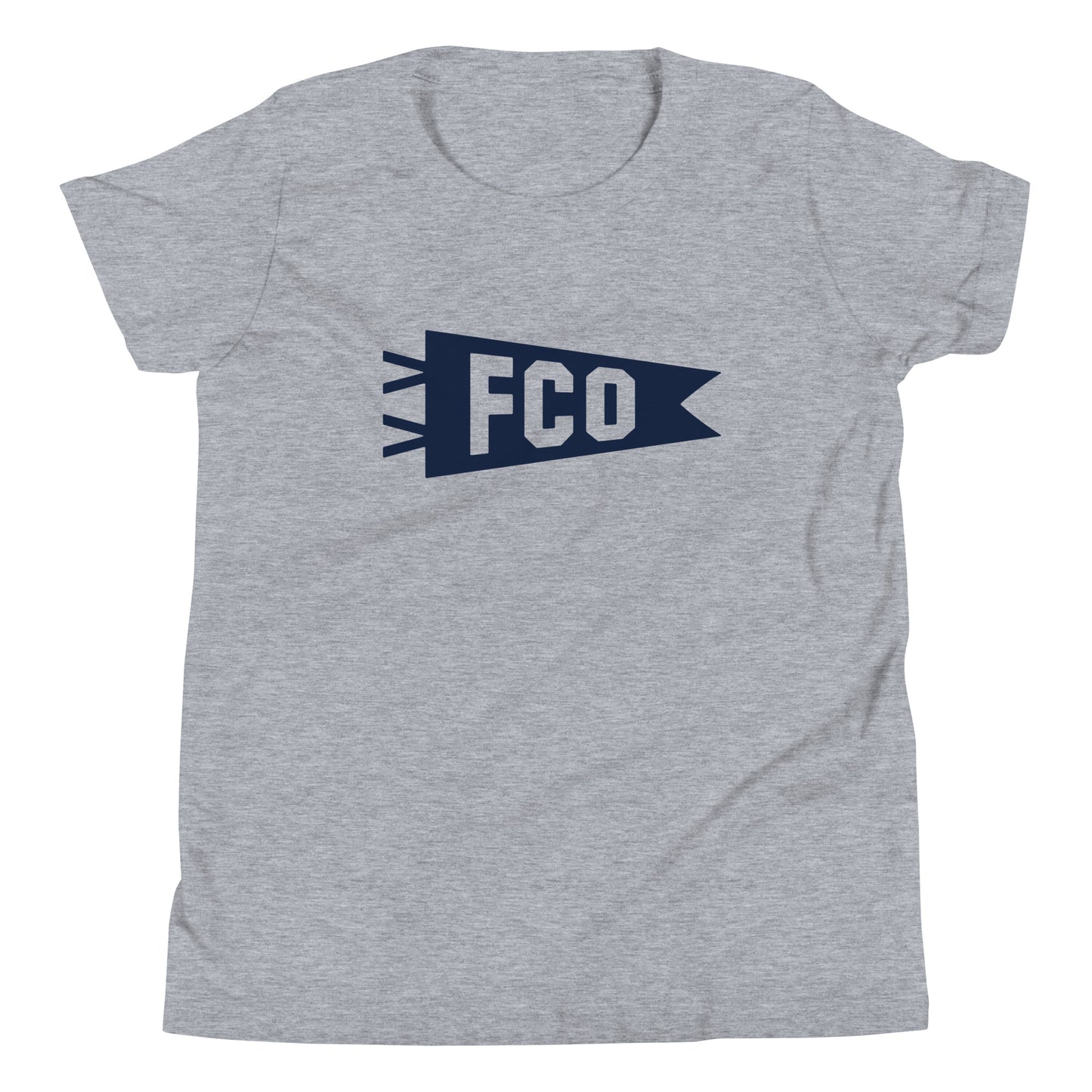 FCO Rome Kid's T-Shirt • Banner Design in Navy Blue • YHM Designs - Image 01