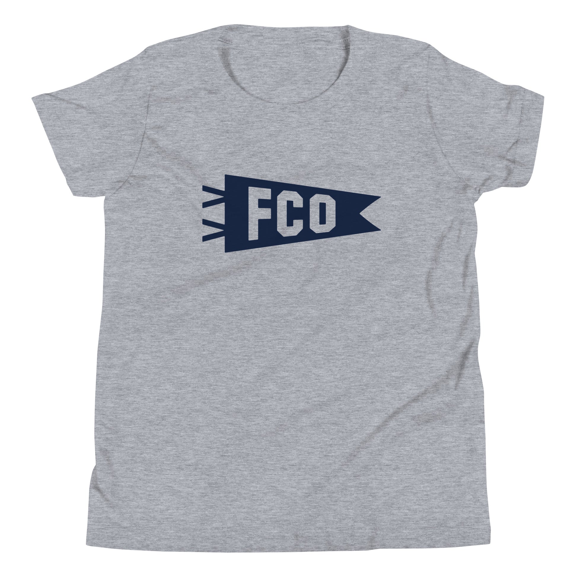 FCO Rome Kid's T-Shirt • Banner Design in Navy Blue • YHM Designs - Image 01