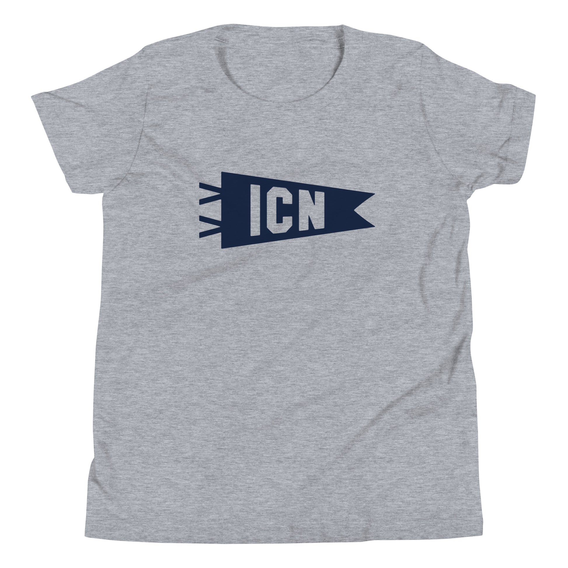 ICN Seoul Kid's T-Shirt • Banner Design in Navy Blue • YHM Designs - Image 01