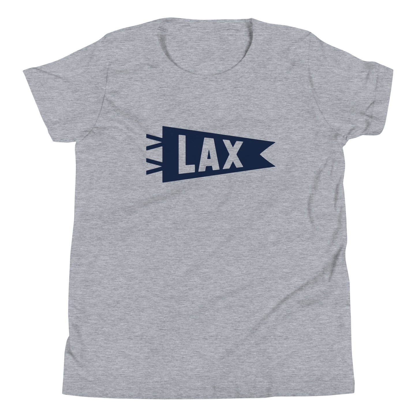 LAX Los Angeles Kid's T-Shirt • Banner Design in Navy Blue • YHM Designs - Image 01