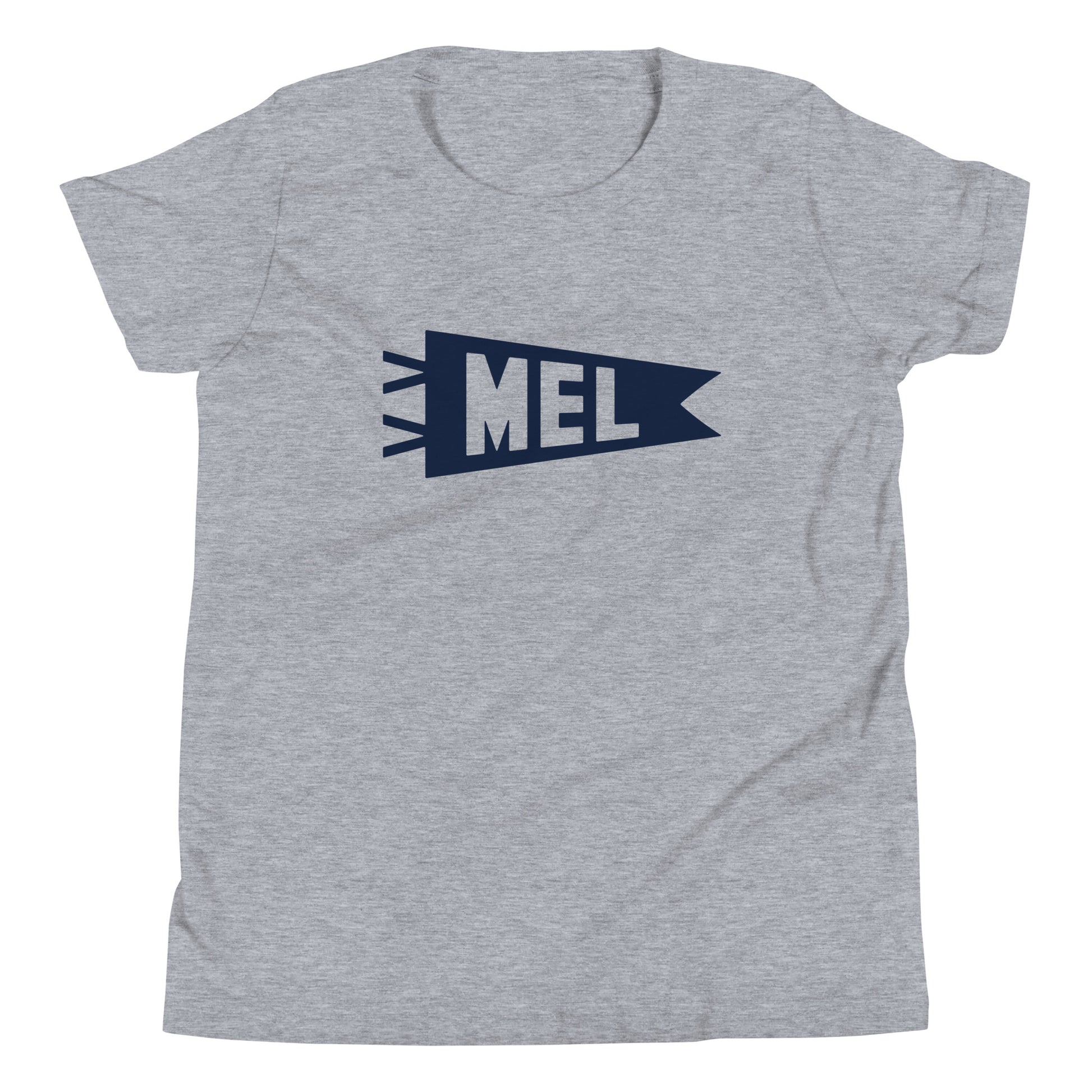 Kid's Airport Code Tee - Navy Blue Graphic • MEL Melbourne • YHM Designs - Image 01