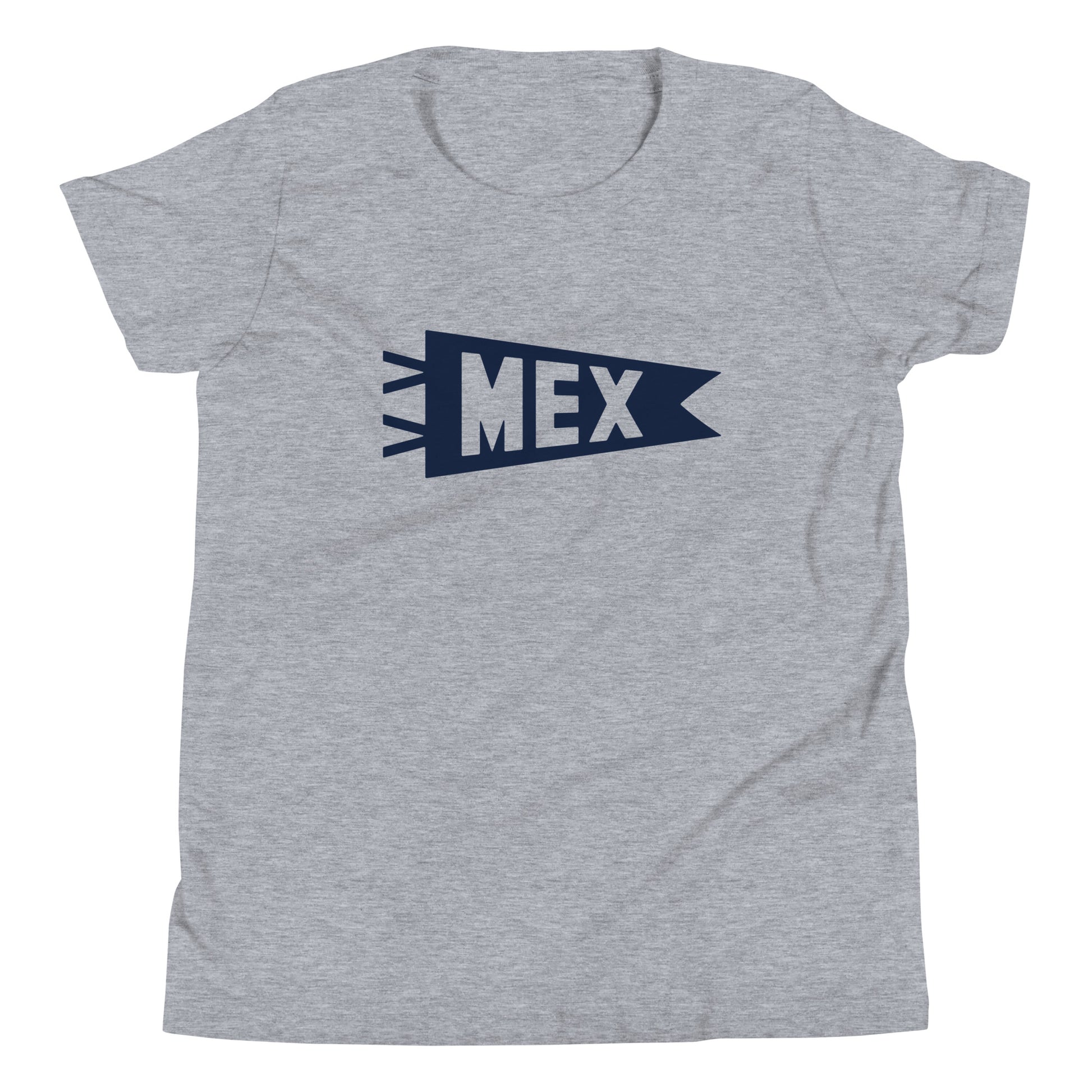 Kid's Airport Code Tee - Navy Blue Graphic • MEX Mexico City • YHM Designs - Image 01