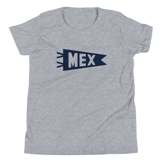 Kid's Airport Code Tee - Navy Blue Graphic • MEX Mexico City • YHM Designs - Image 01