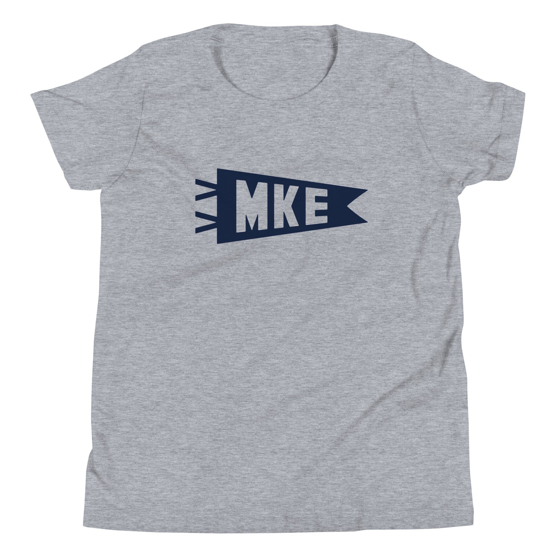 Kid's Airport Code Tee - Navy Blue Graphic • MKE Milwaukee • YHM Designs - Image 01